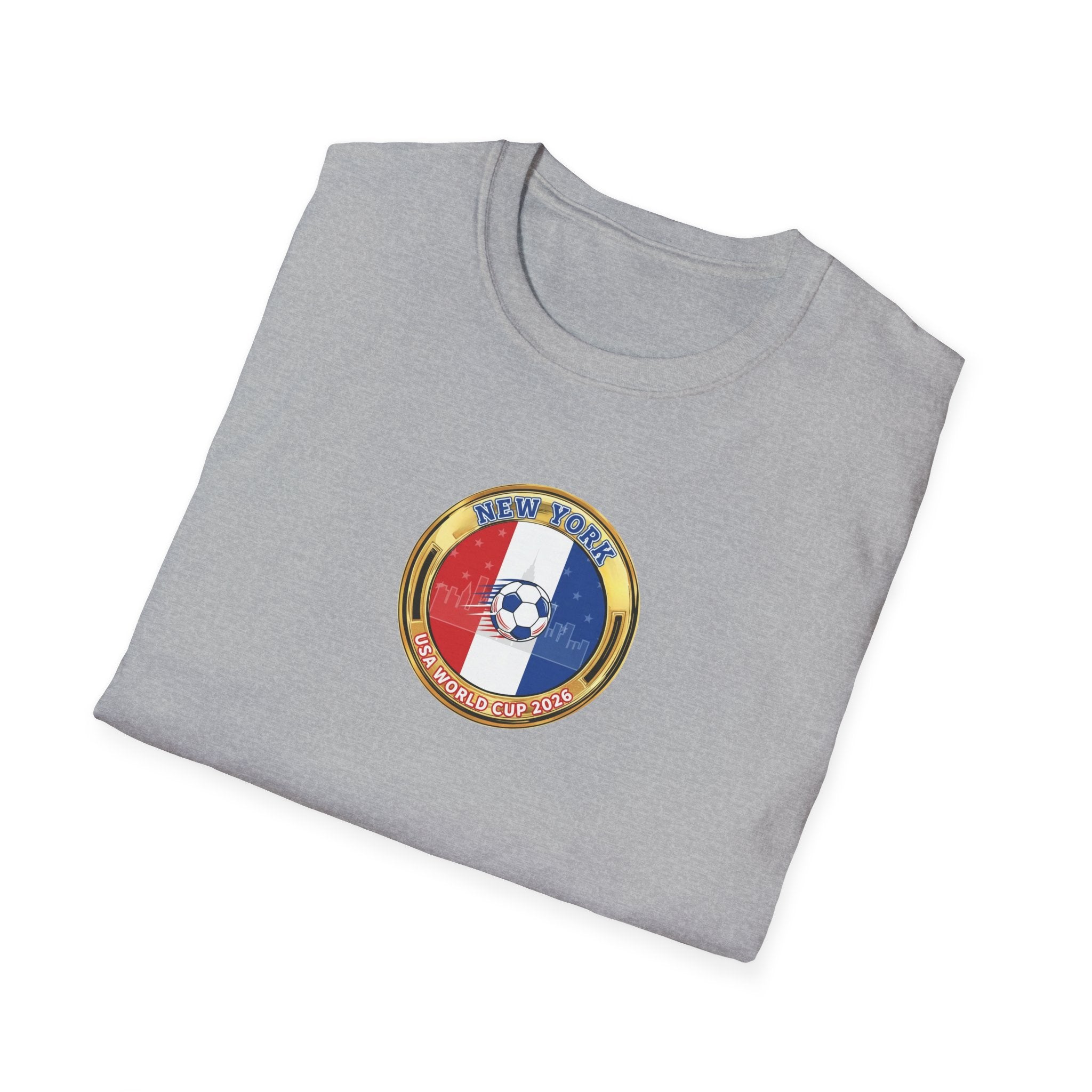 New York Host City World Cup 2026 Soccer Crest T-Shirt — Flag Emblem Football Tee