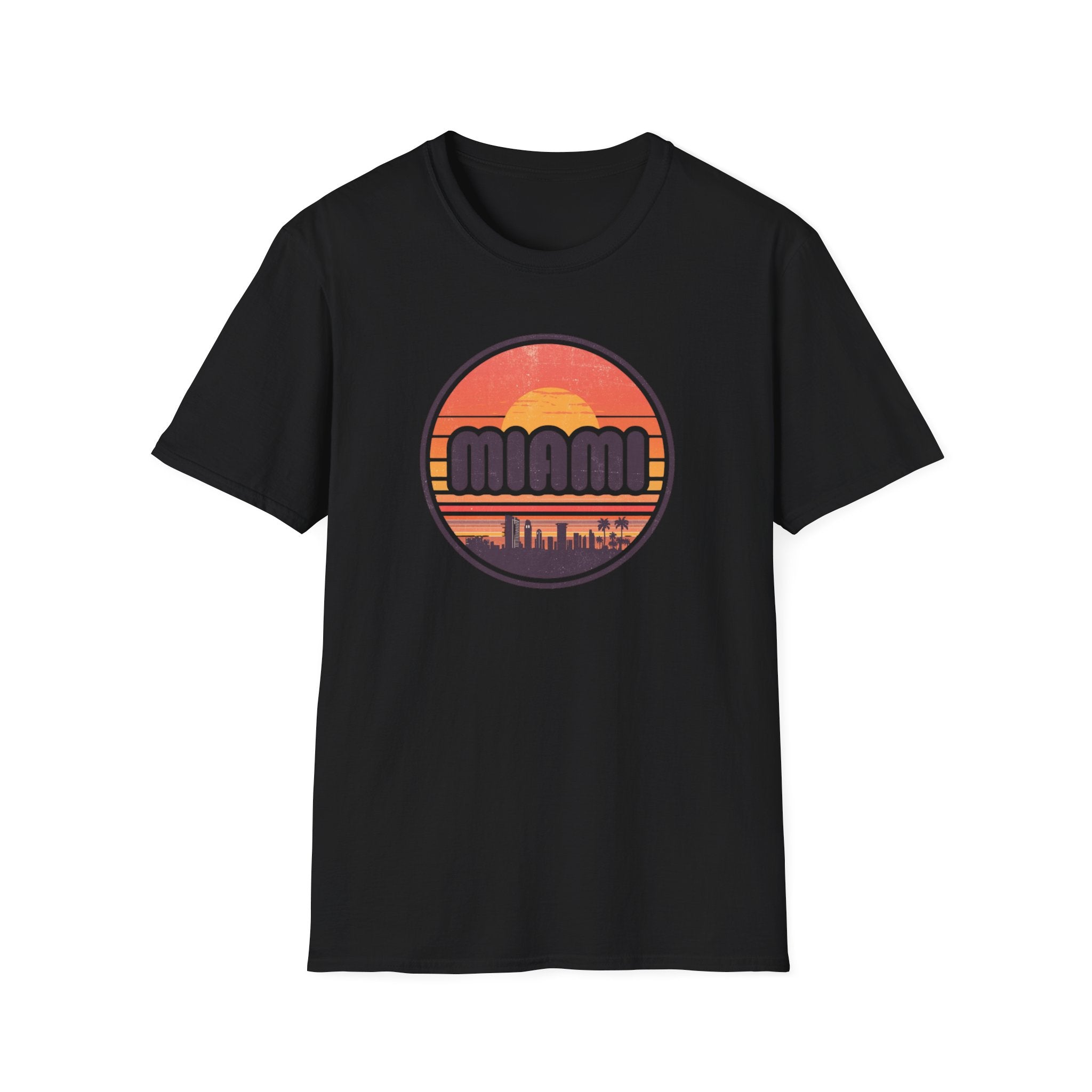 Miami Sunset T-Shirt — Retro Beach Skyline Tee