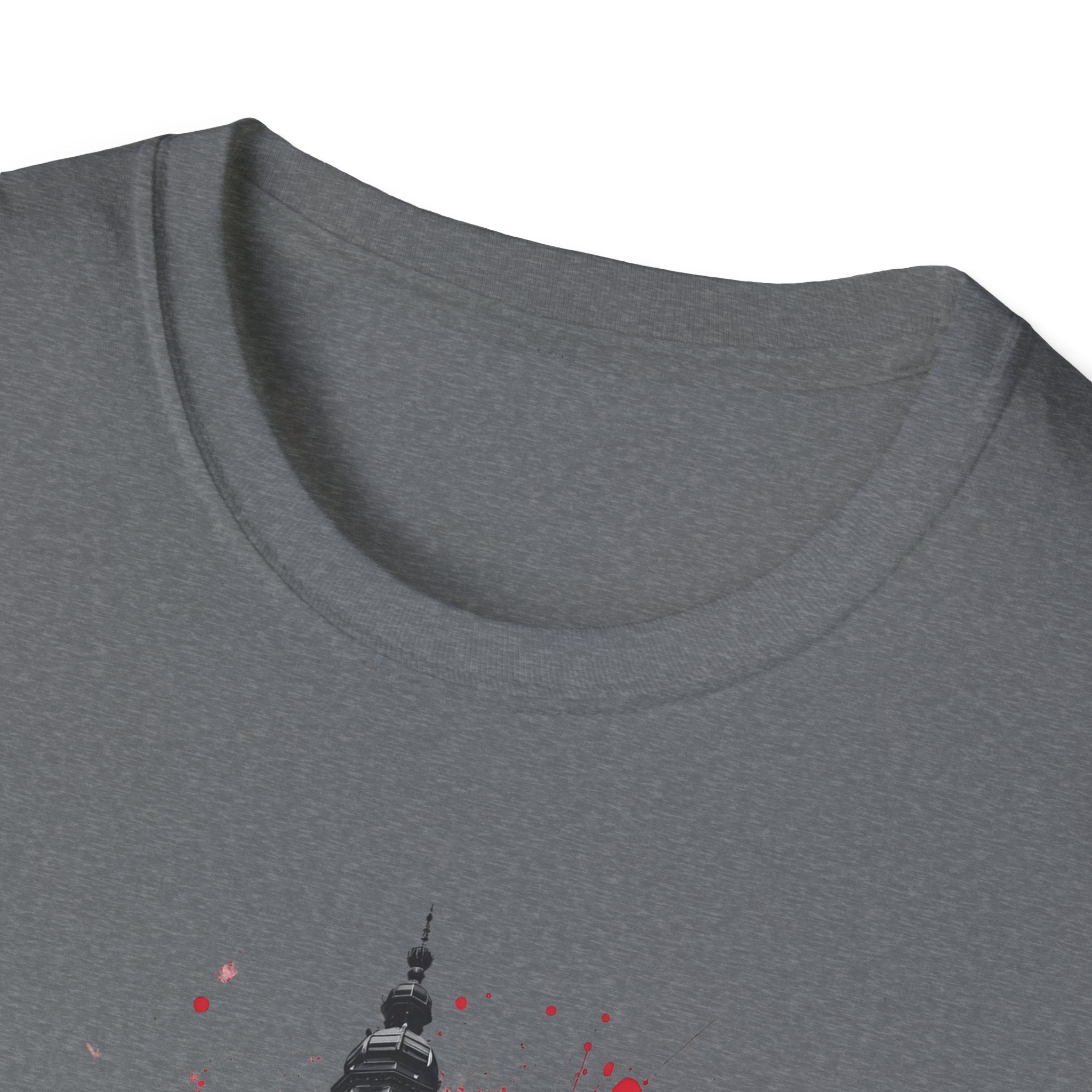 Munich Football Illustration T-Shirt | Soccer Ball, Clock Tower, Red Paint Splatter