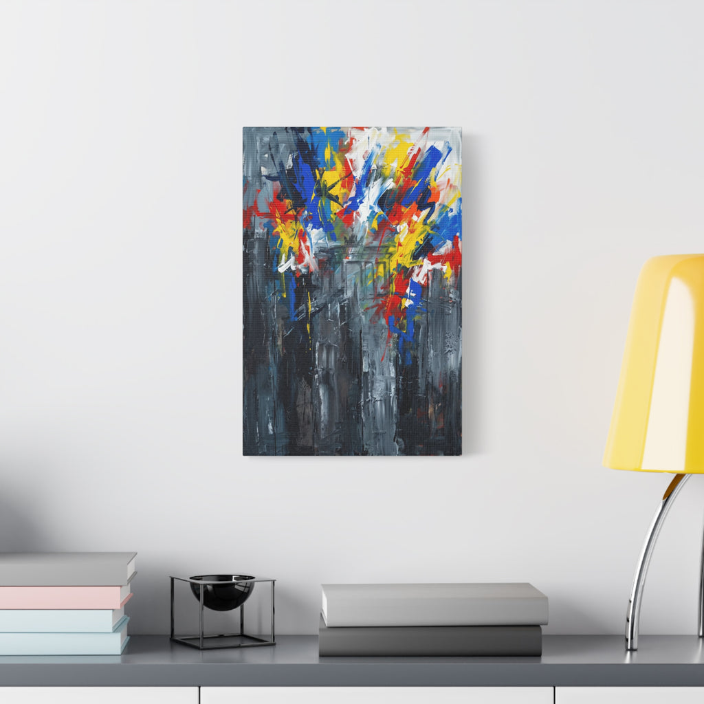 Abstract Cityscape Canvas Print showing Berlin hisotry — Colorful Modern Stretched Wall Art