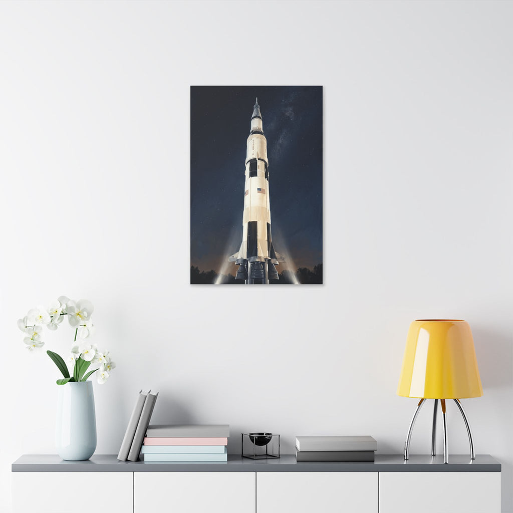 Saturn V Rocket Stretched Canvas - Vintage Space Launch Wall Art
