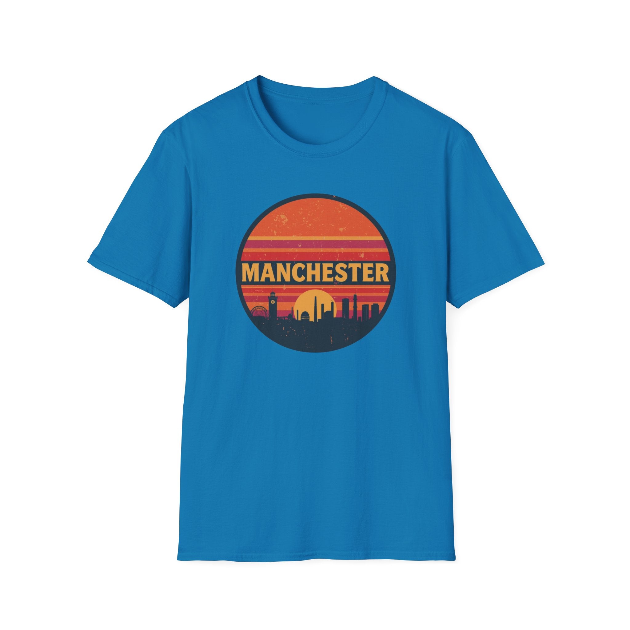 Manchester Sunset T-Shirt — Retro City Skyline Tee
