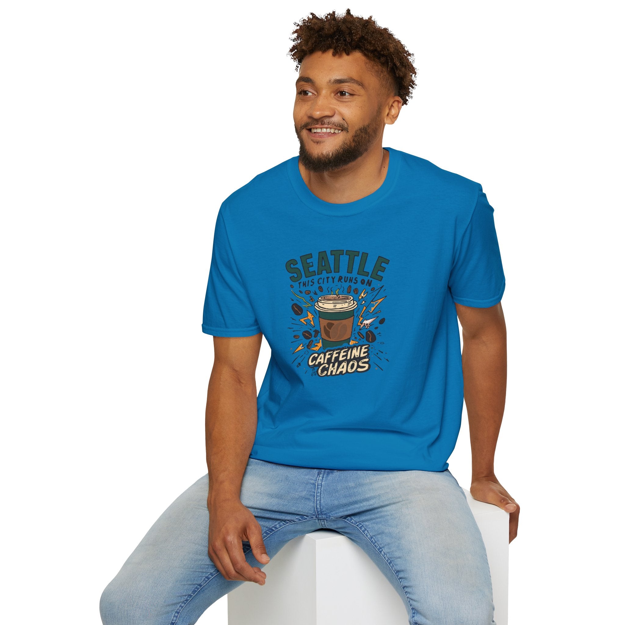 Seattle Caffeine Chaos T-Shirt – This City Runs on Coffee Graphic Tee
