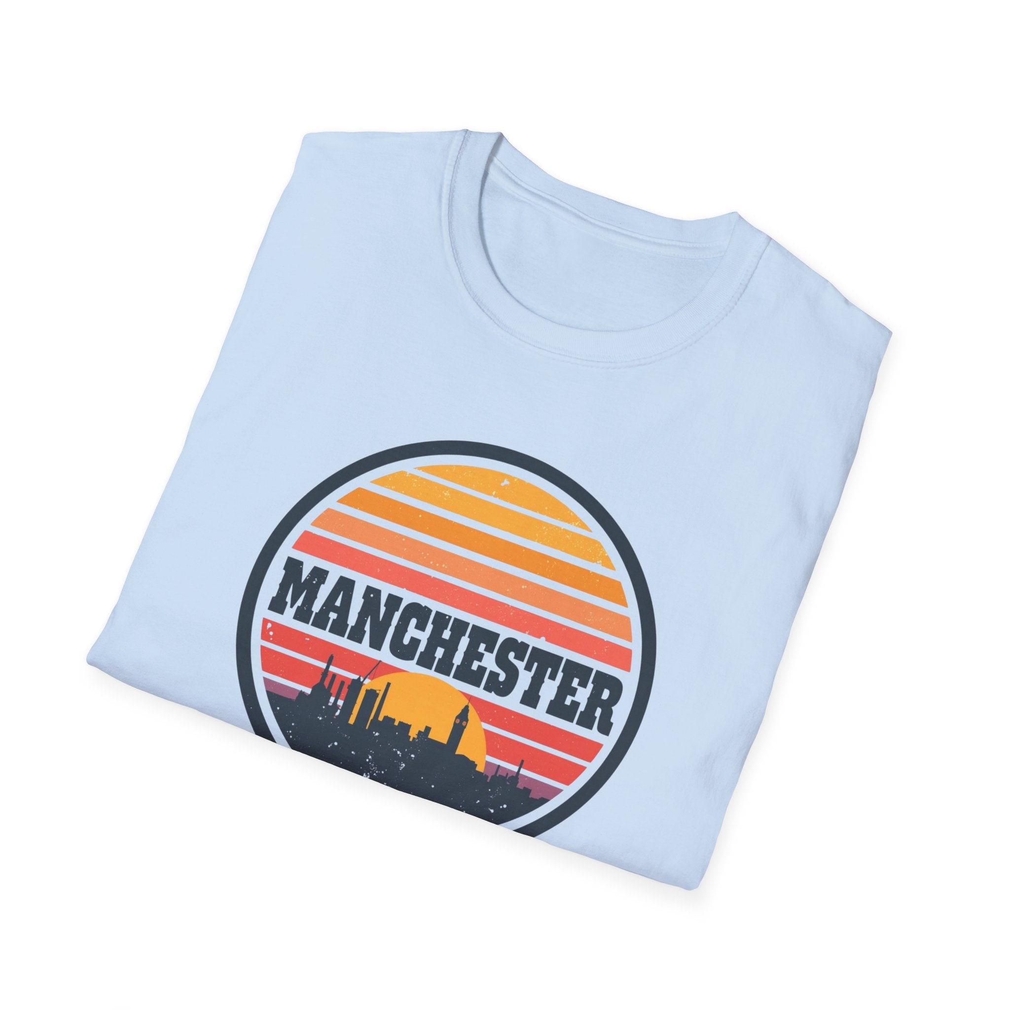 Manchester Skyline T‑Shirt — Retro Sunset City Tee