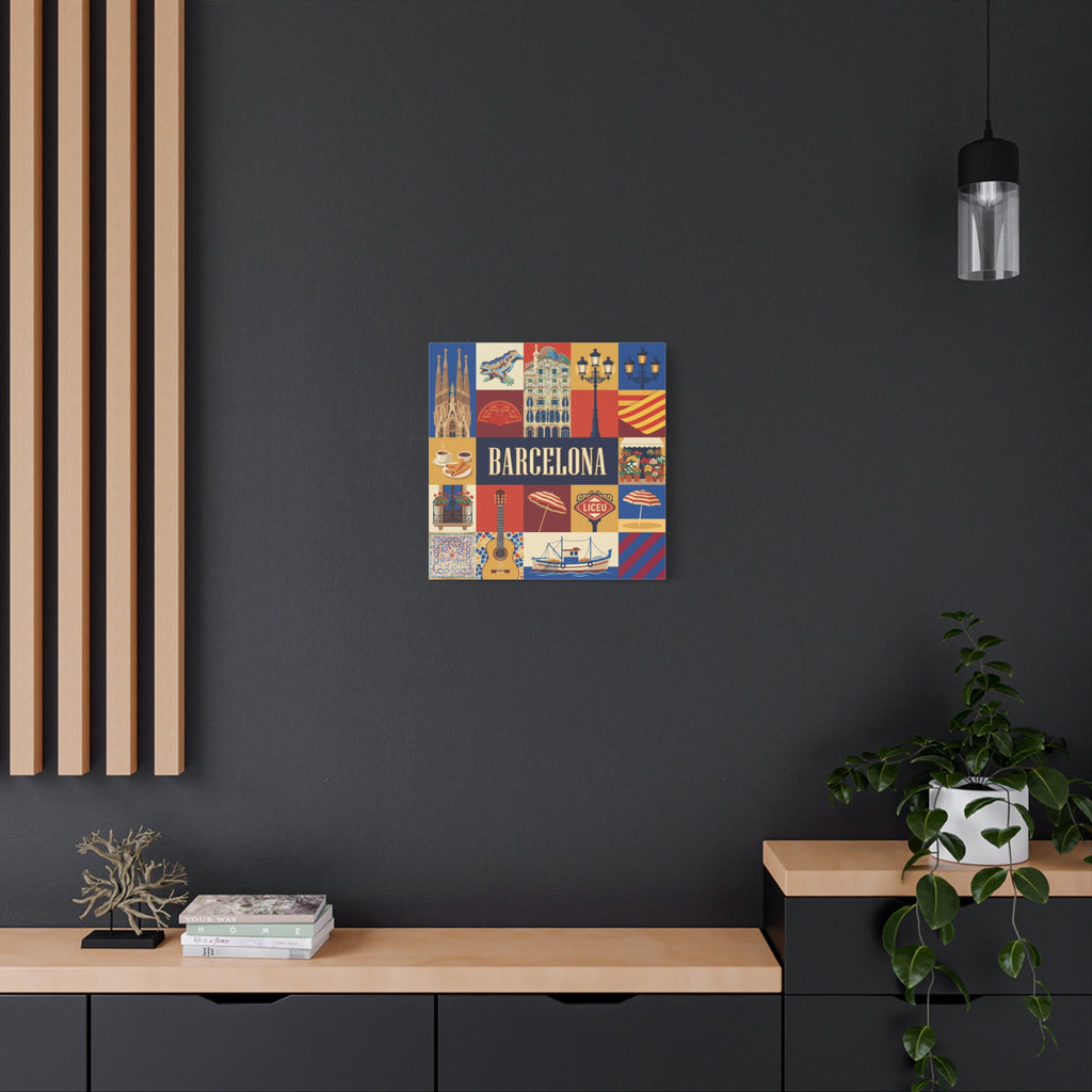 Barcelona Travel Collage Canvas