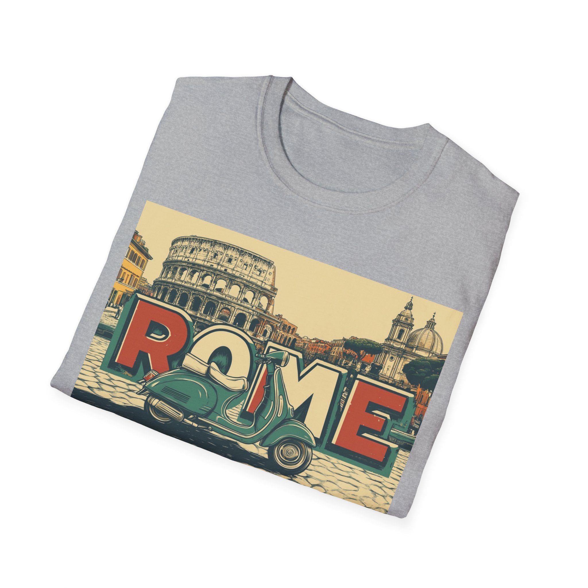 Rome Vintage Scooter T-Shirt | Colosseum Travel Postcard Design