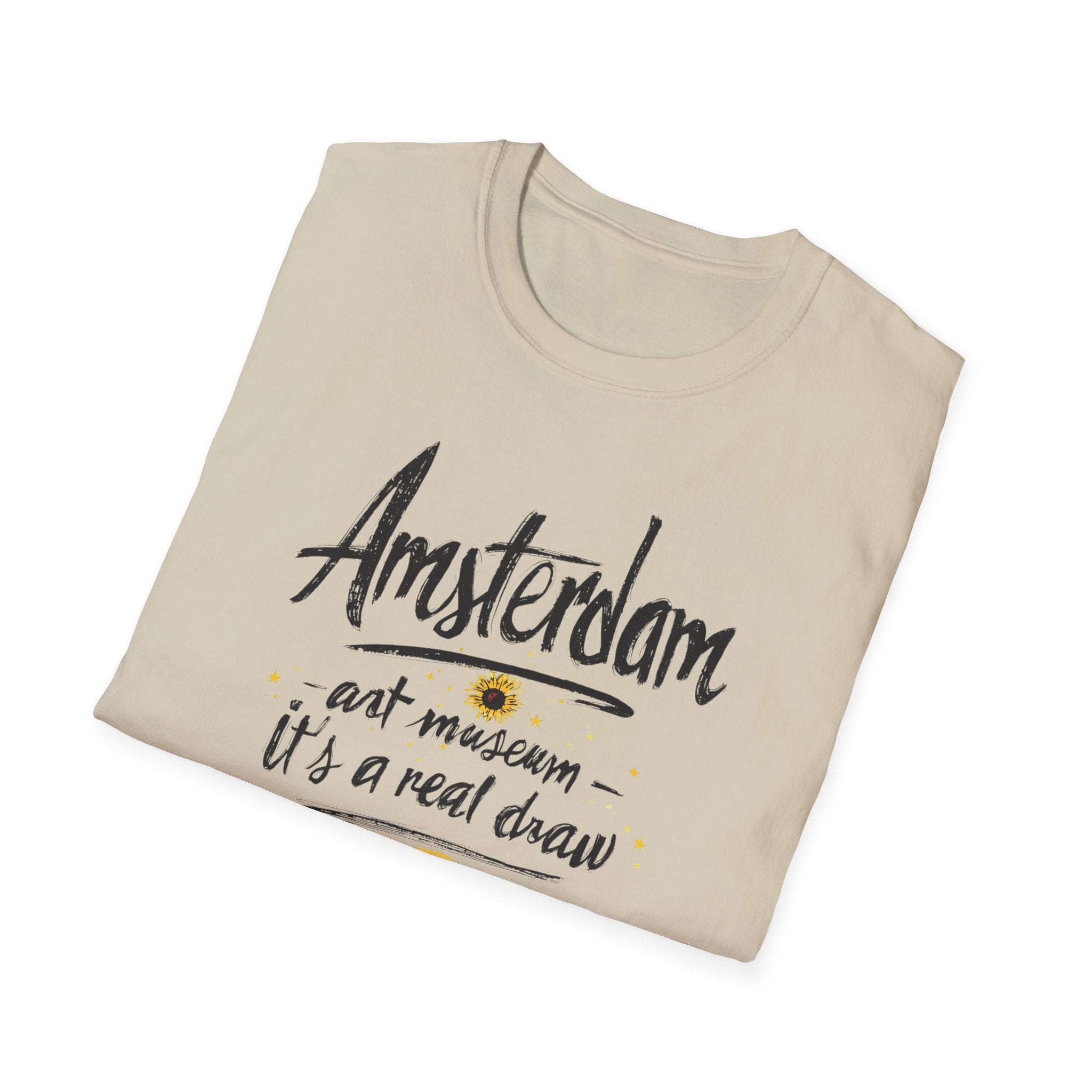 Amsterdam Art Museum T-Shirt — "Amsterdam" Script Graphic with "art museum — it’s a real draw"