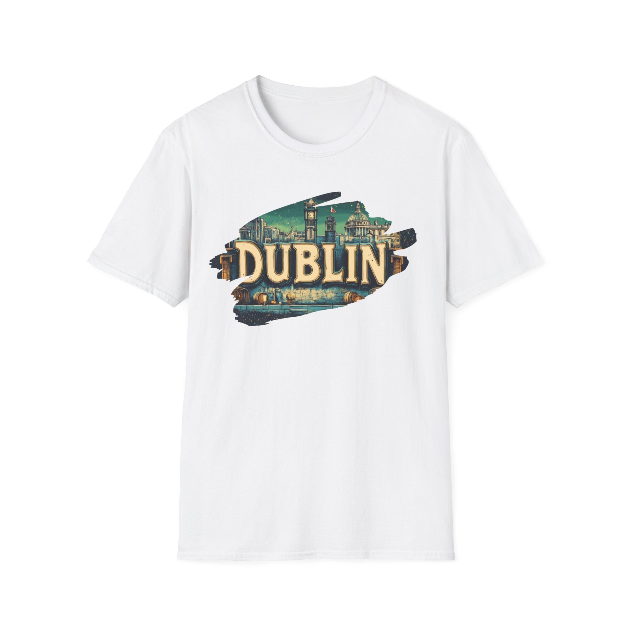 Dublin vintage travel collage T-Shirt | Irish city skyline, retro postcard style