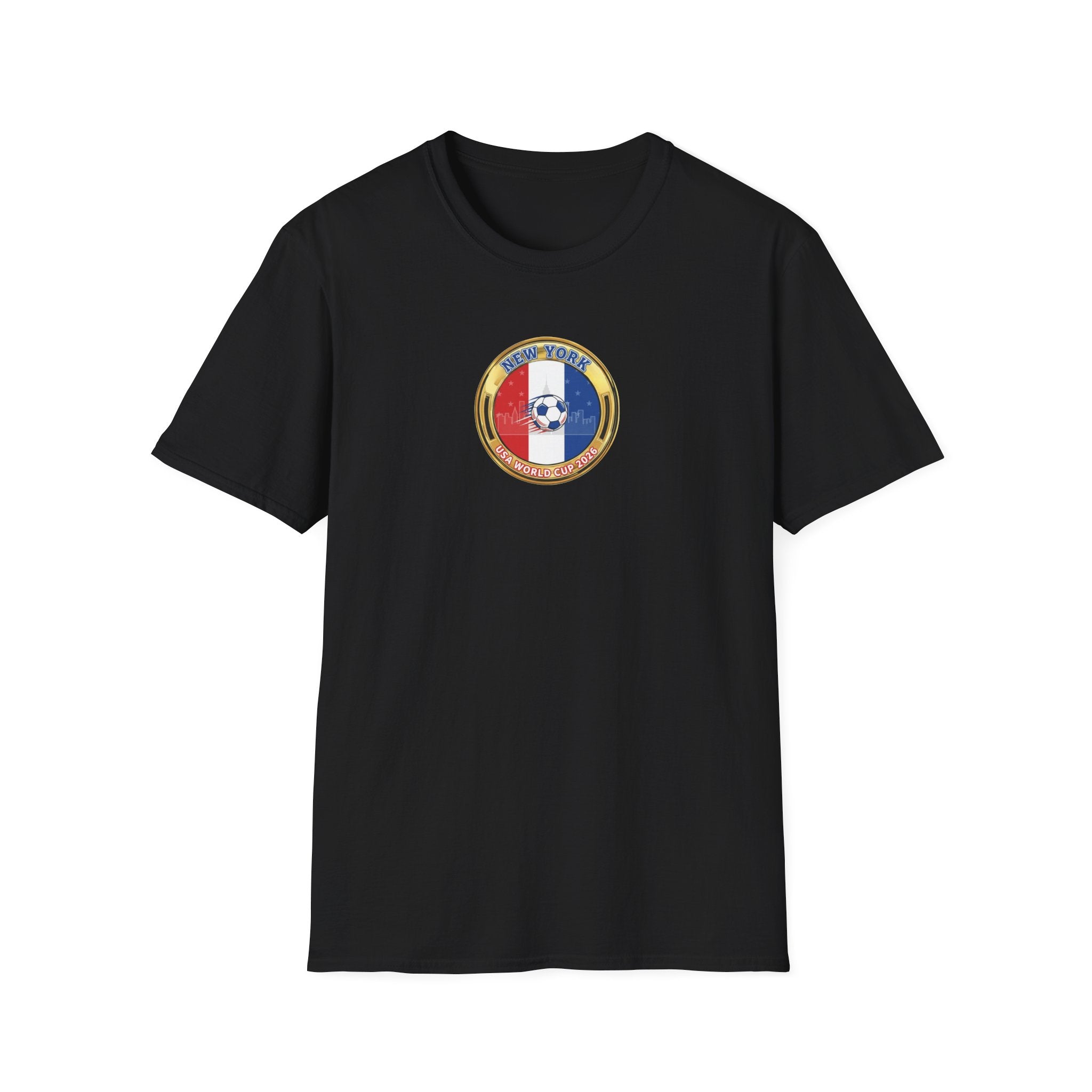 New York Host City World Cup 2026 Soccer Crest T-Shirt — Flag Emblem Football Tee