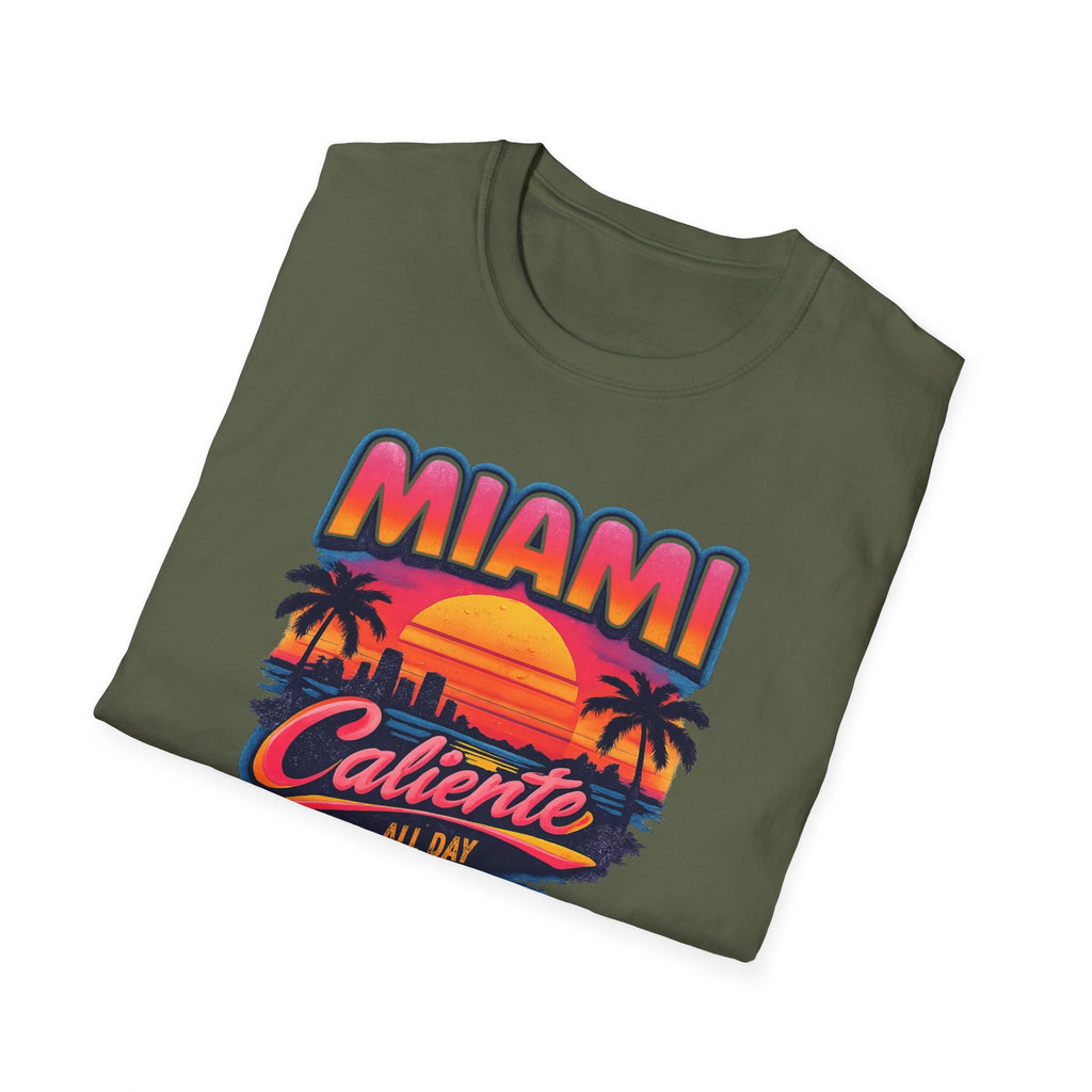 Miami Caliente Sunset T-Shirt — Vintage Palm Beach Vacation Tee