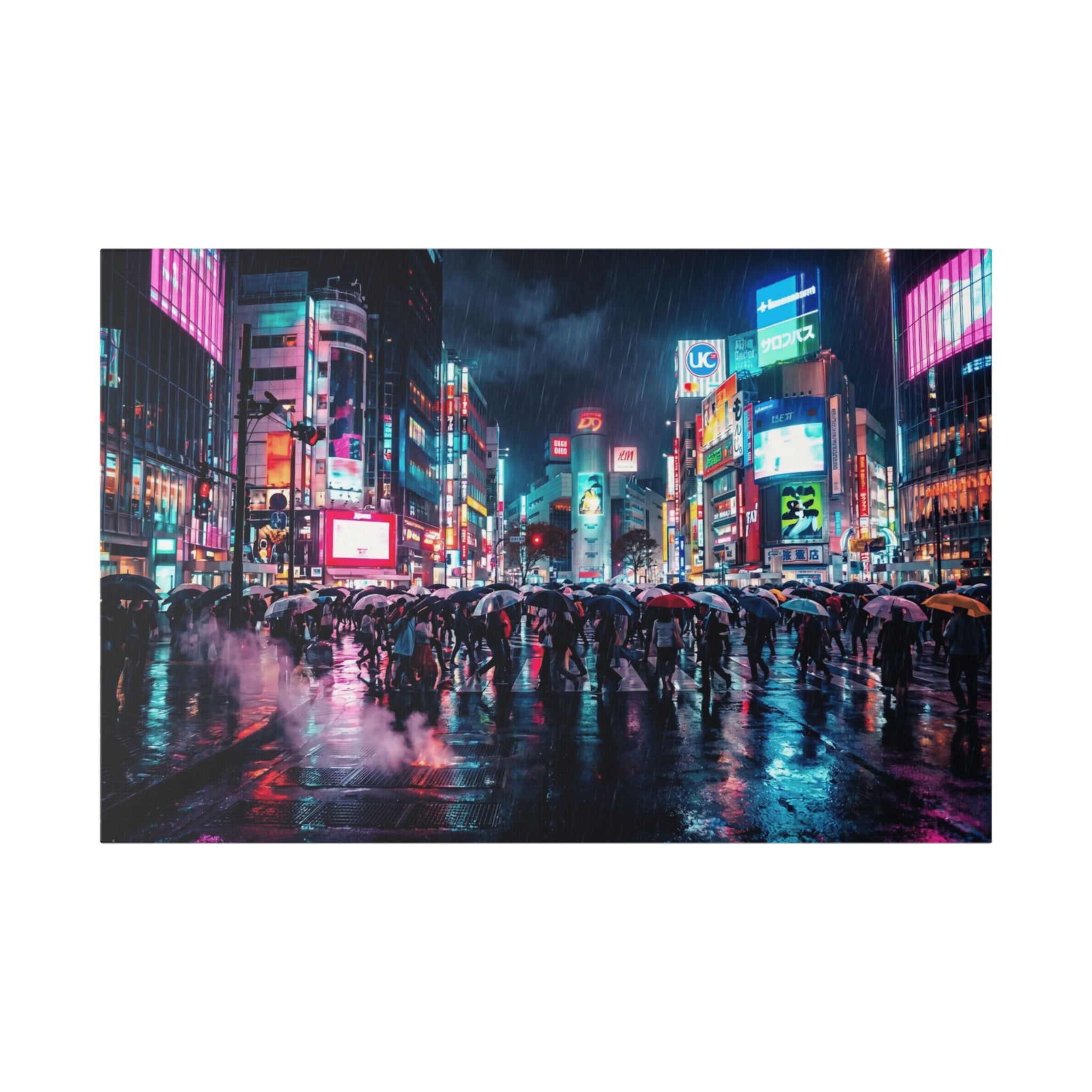 Tokyo Neon City Rainscape Canvas