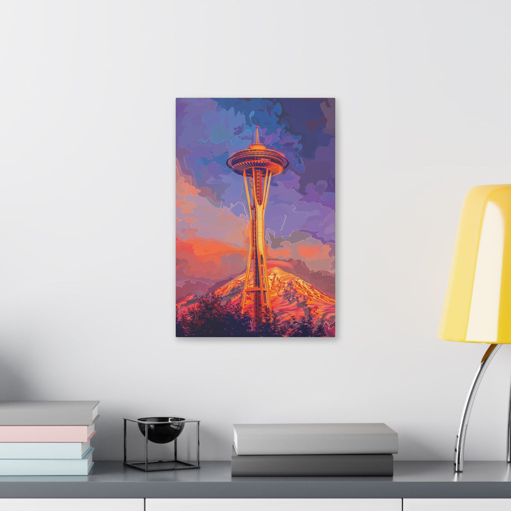 Space Needle Sunset Canvas — Seattle Skyline Art Print