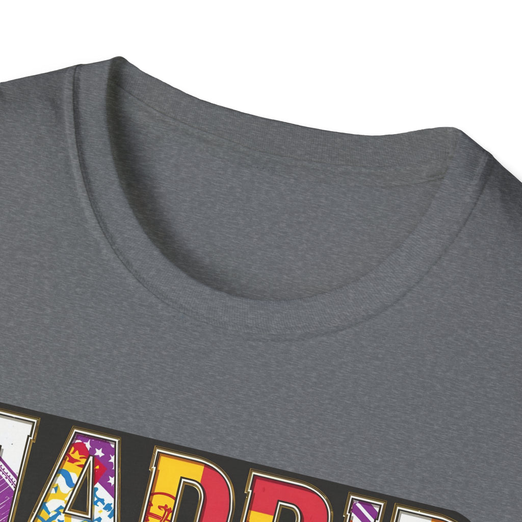 Madrid Colorful Lettering T-Shirt | City Typography Travel Shirt
