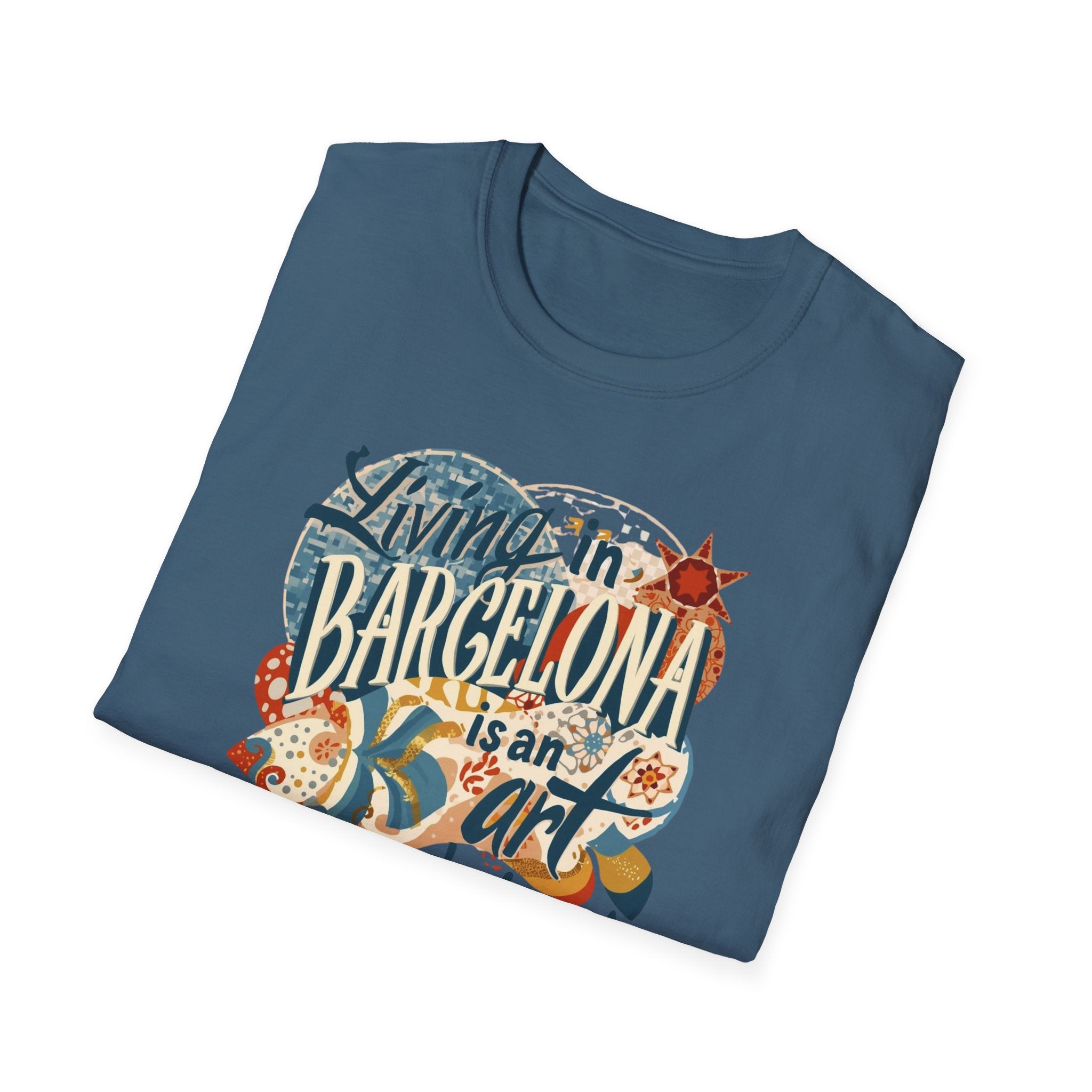 Barcelona Art Tee — "Living in Barcelona is an Art, Mostly Abstract" Graphic T-Shirt