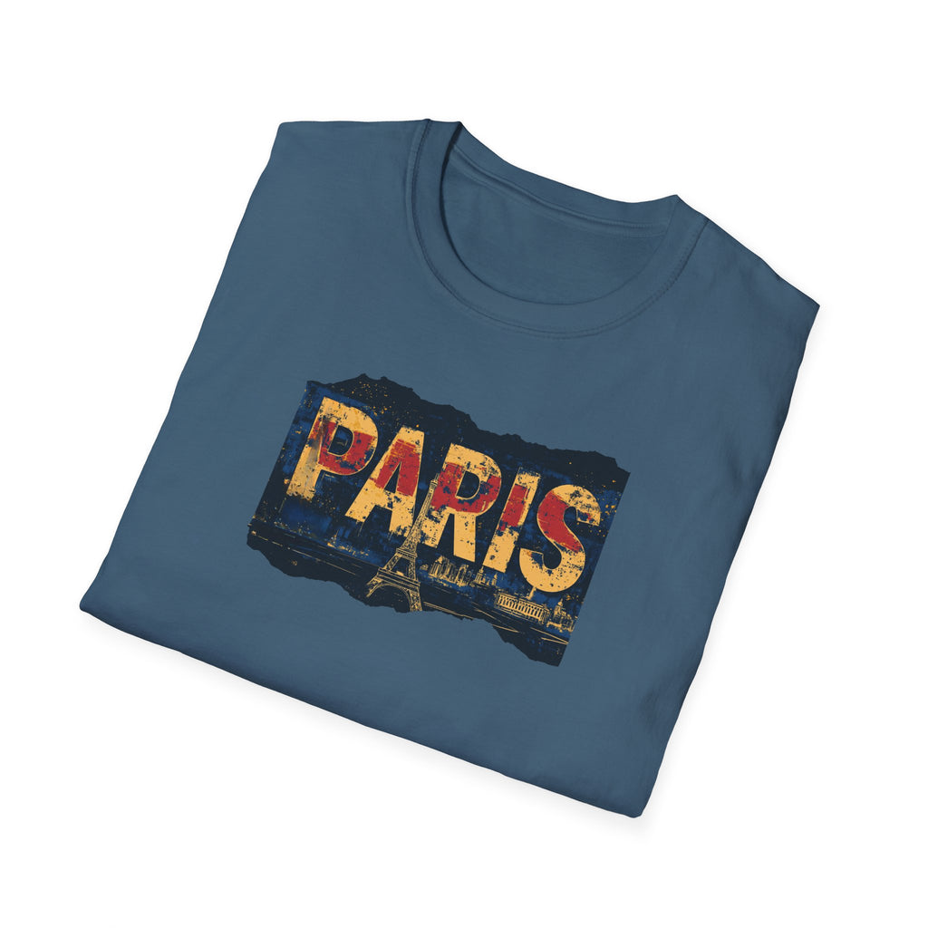 Paris Skyline Graphic T-Shirt | Vintage Textured Paris Design