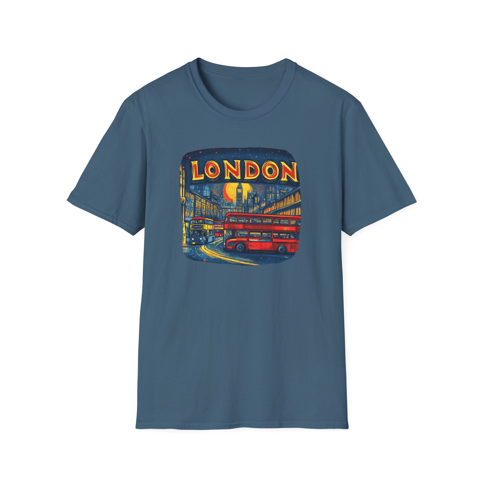London Vintage Double-Decker Bus T-Shirt | Retro Cityscape Tee