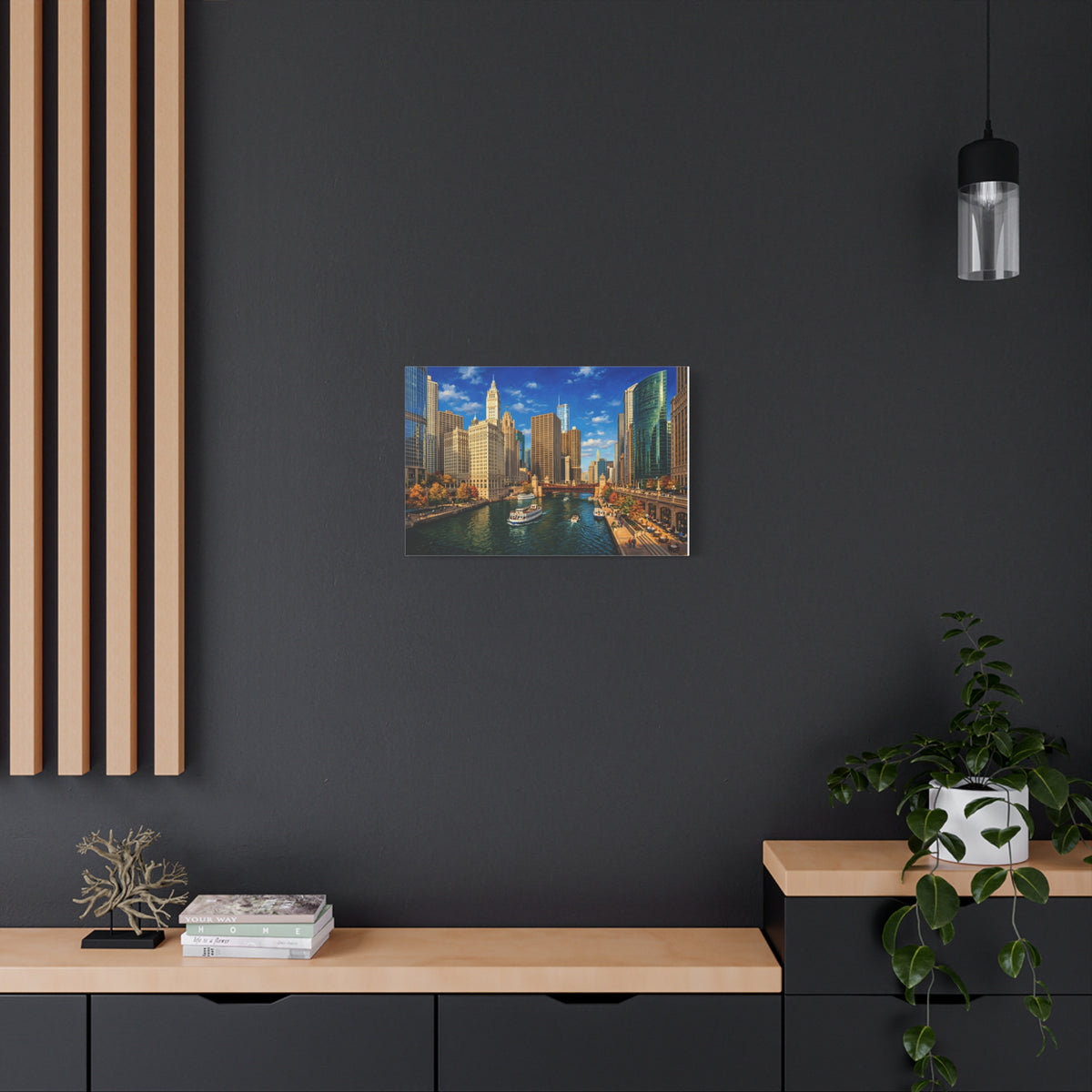 Chicago Riverwalk Canvas Print — Scenic Cityscape Wall Art