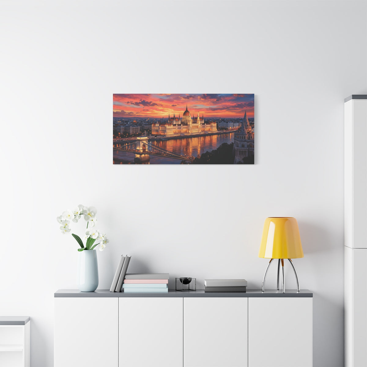 Budapest Parliament Sunset Canvas Wall Art