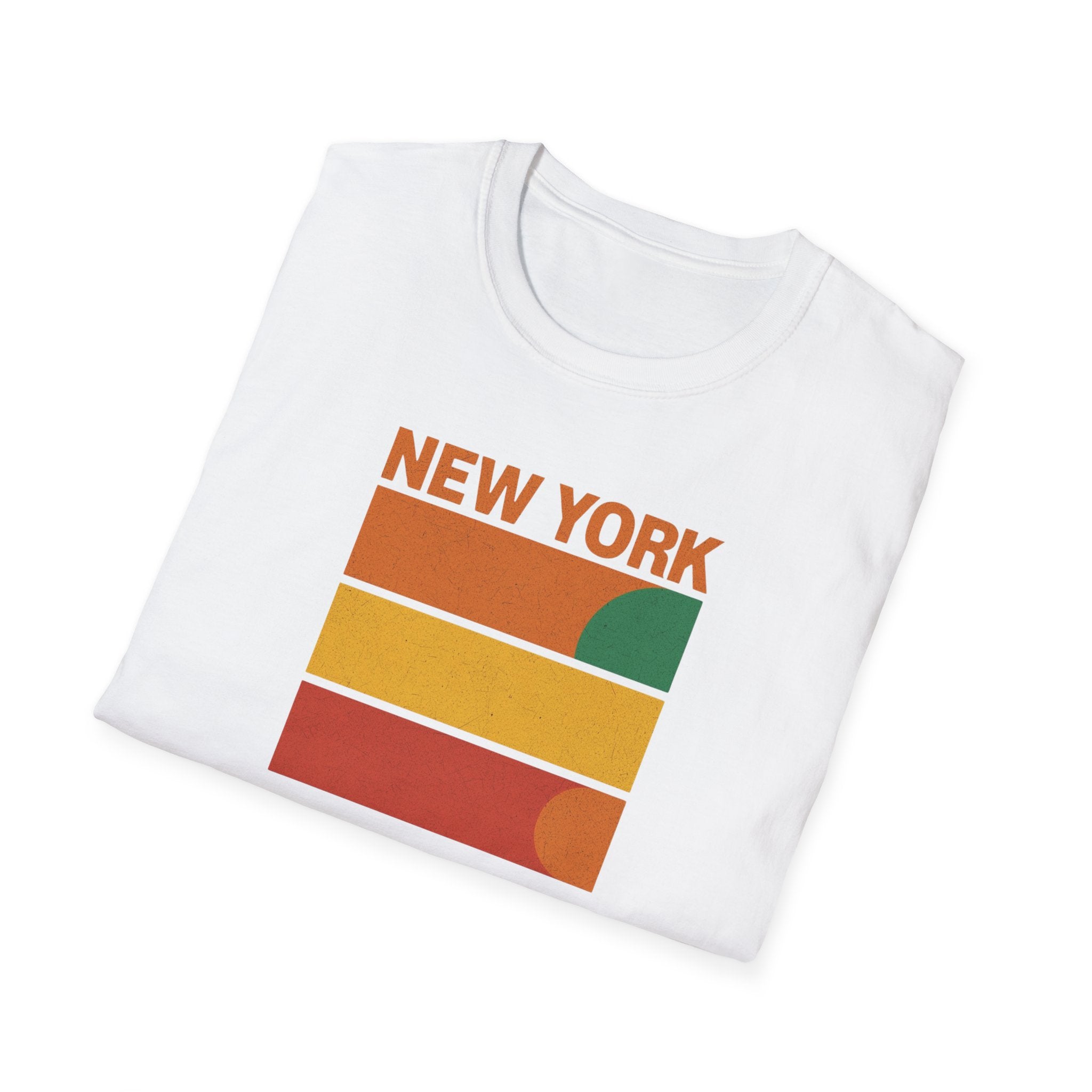 New York Sunset T-Shirt | Retro Stripes City Graphic