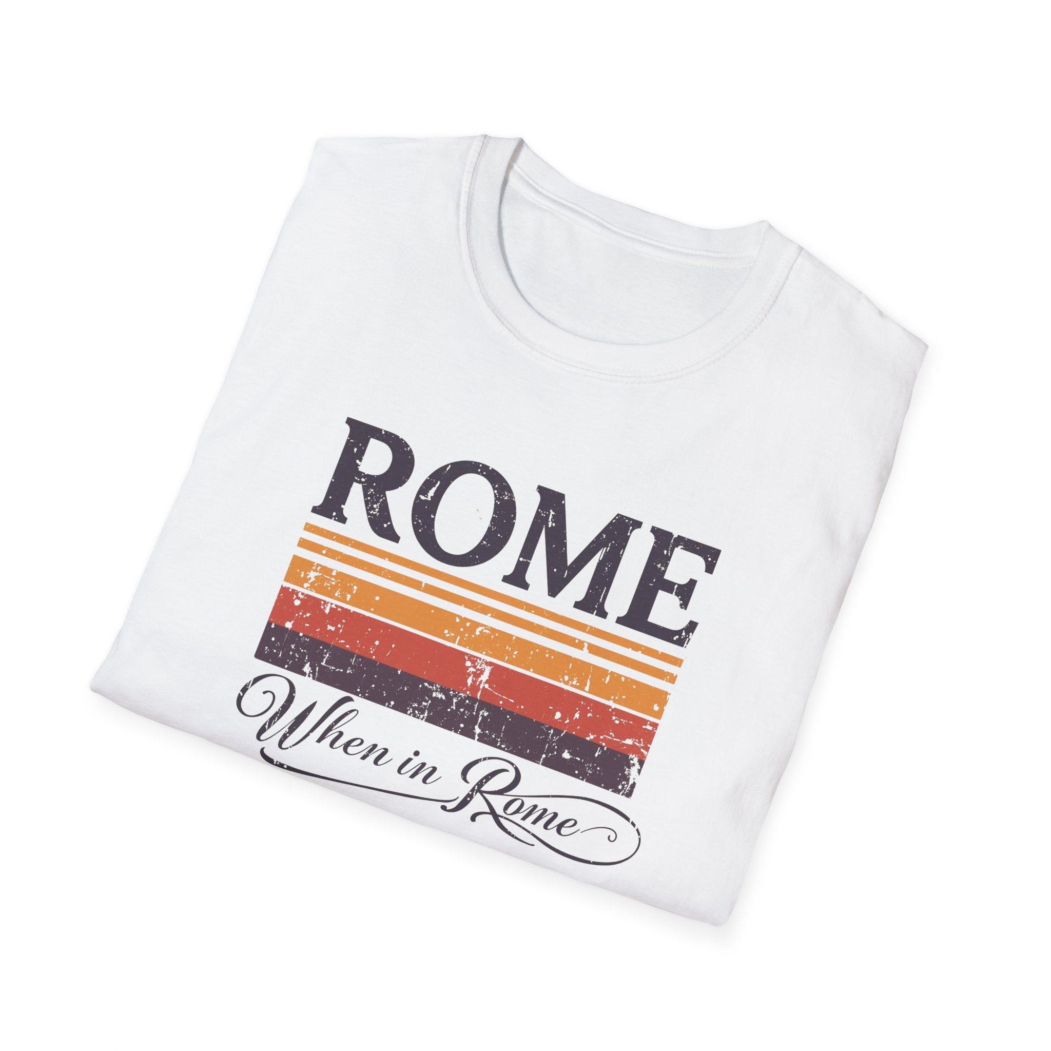 Rome Vintage Stripes T-Shirt — "When in Rome" Travel Tee
