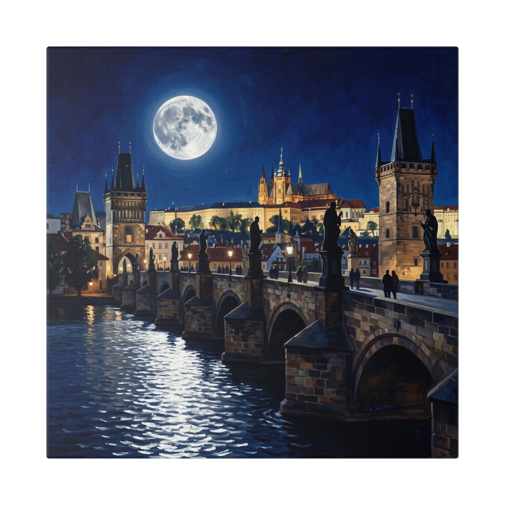 Prague Moonlit Bridge Canvas