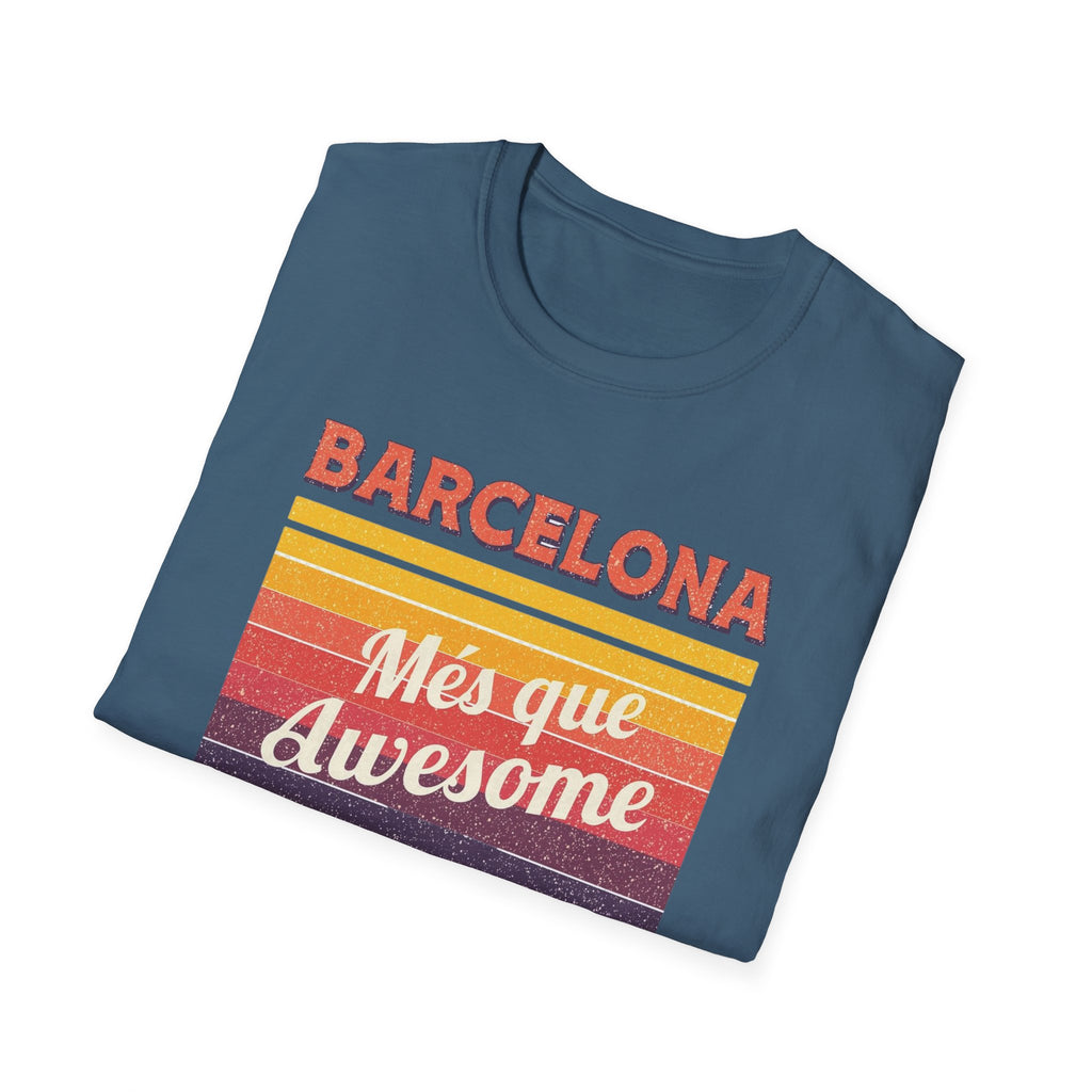 Barcelona "Més que Awesome" Retro Stripe T-Shirt