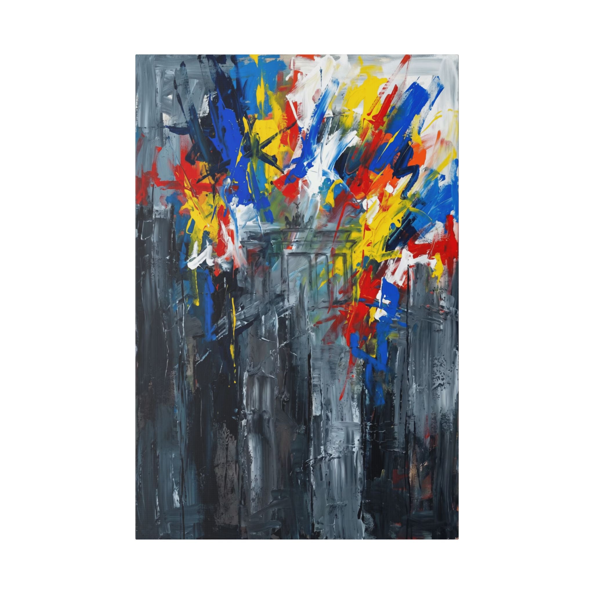 Abstract Cityscape Canvas Print showing Berlin history — Colorful Modern Stretched Wall Art