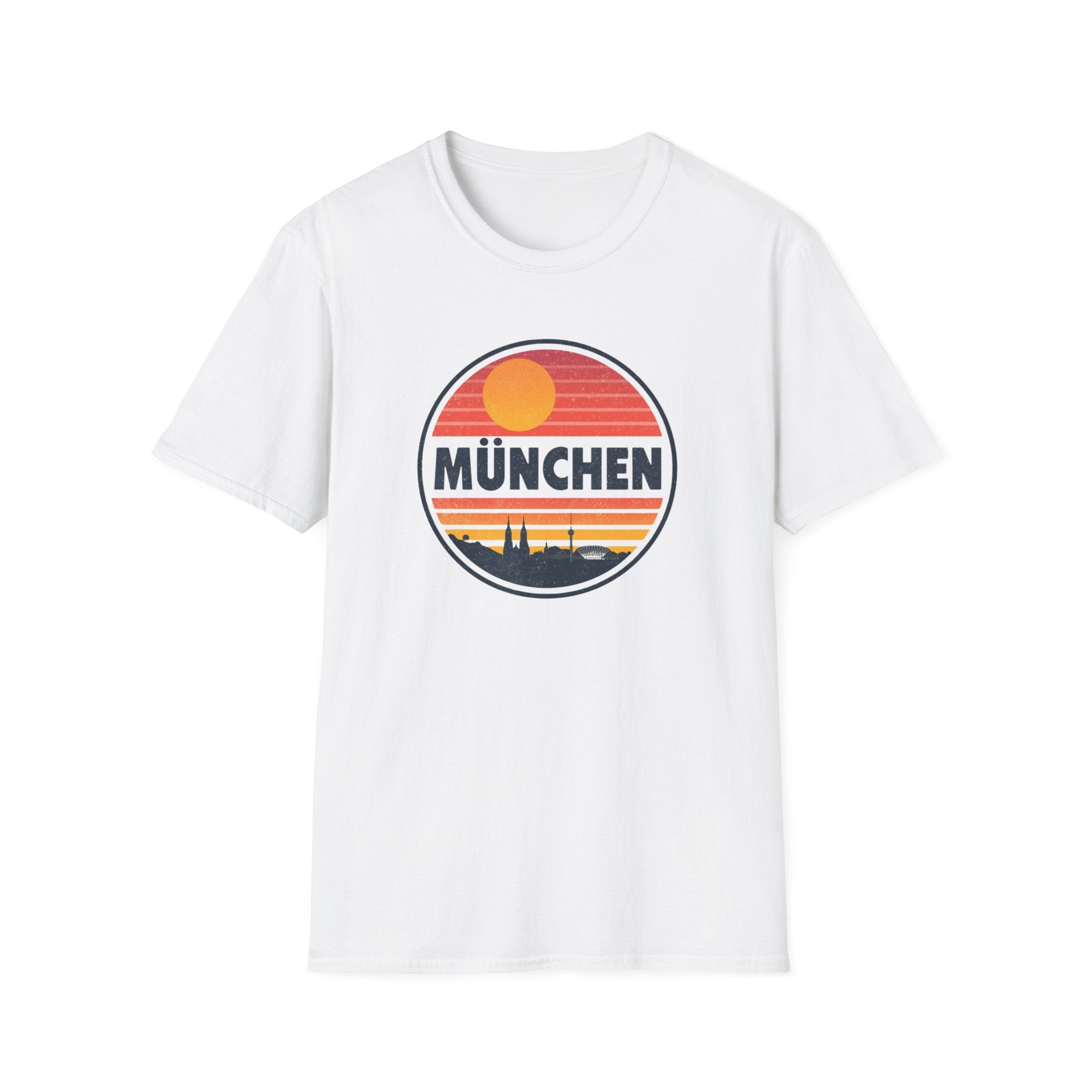 München Sunset T-Shirt — Retro Vintage Munich Skyline Tee