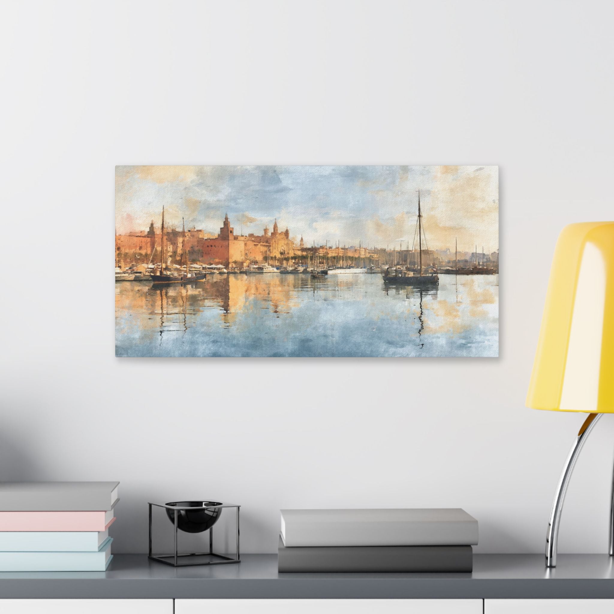 Barcelona Harbor Sunrise Canvas