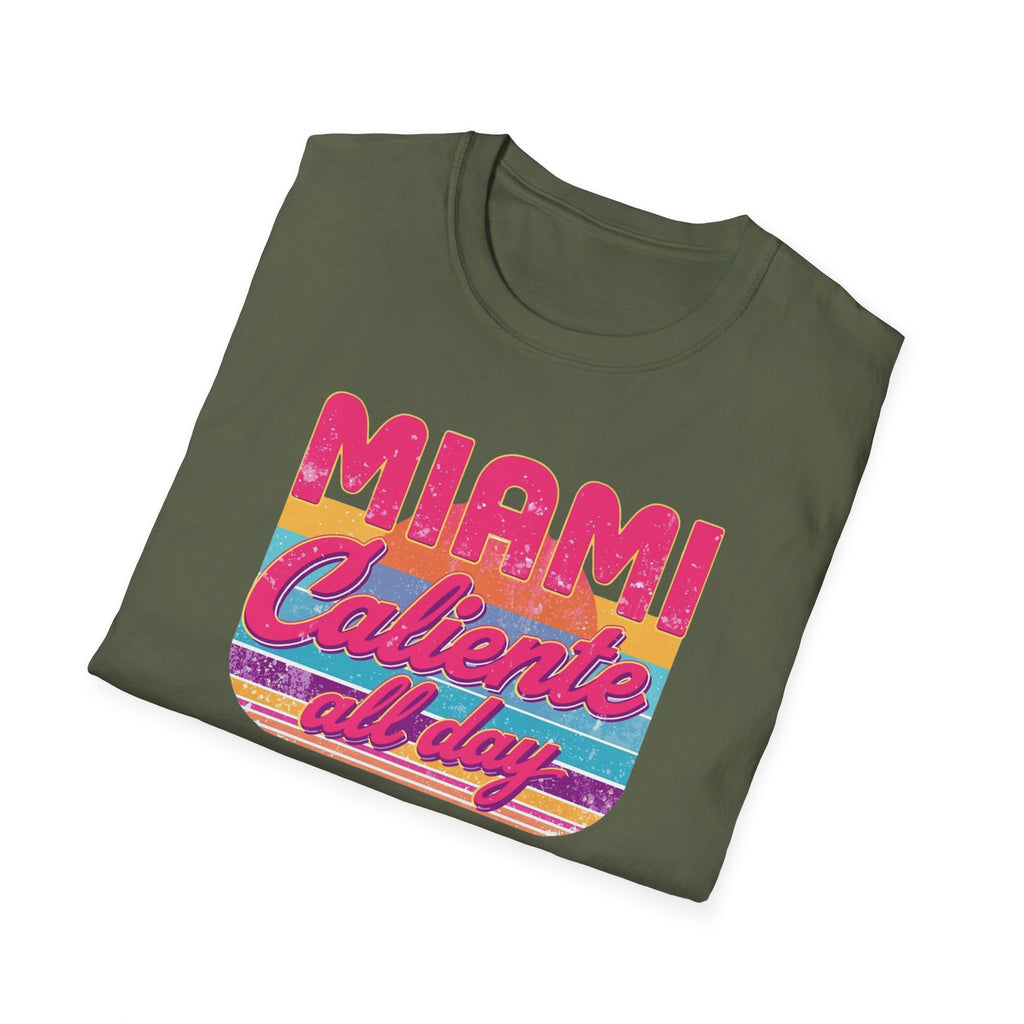 Miami Caliente All Day T-Shirt — Retro Sunset Vacation Tee