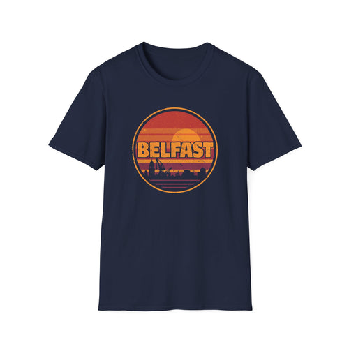 Belfast Sunset T-Shirt — Retro Skyline Vintage Travel Tee