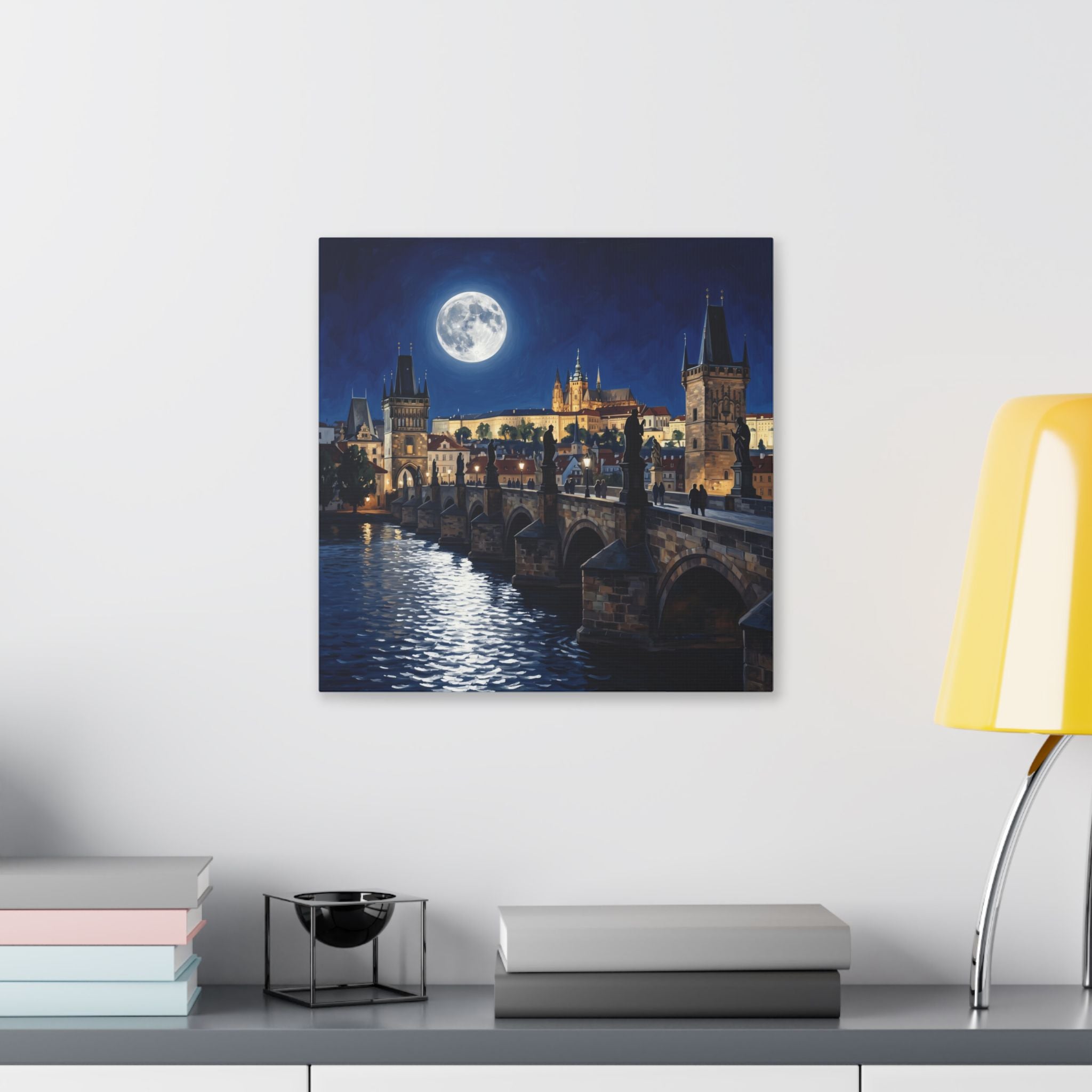 Prague Moonlit Bridge Canvas