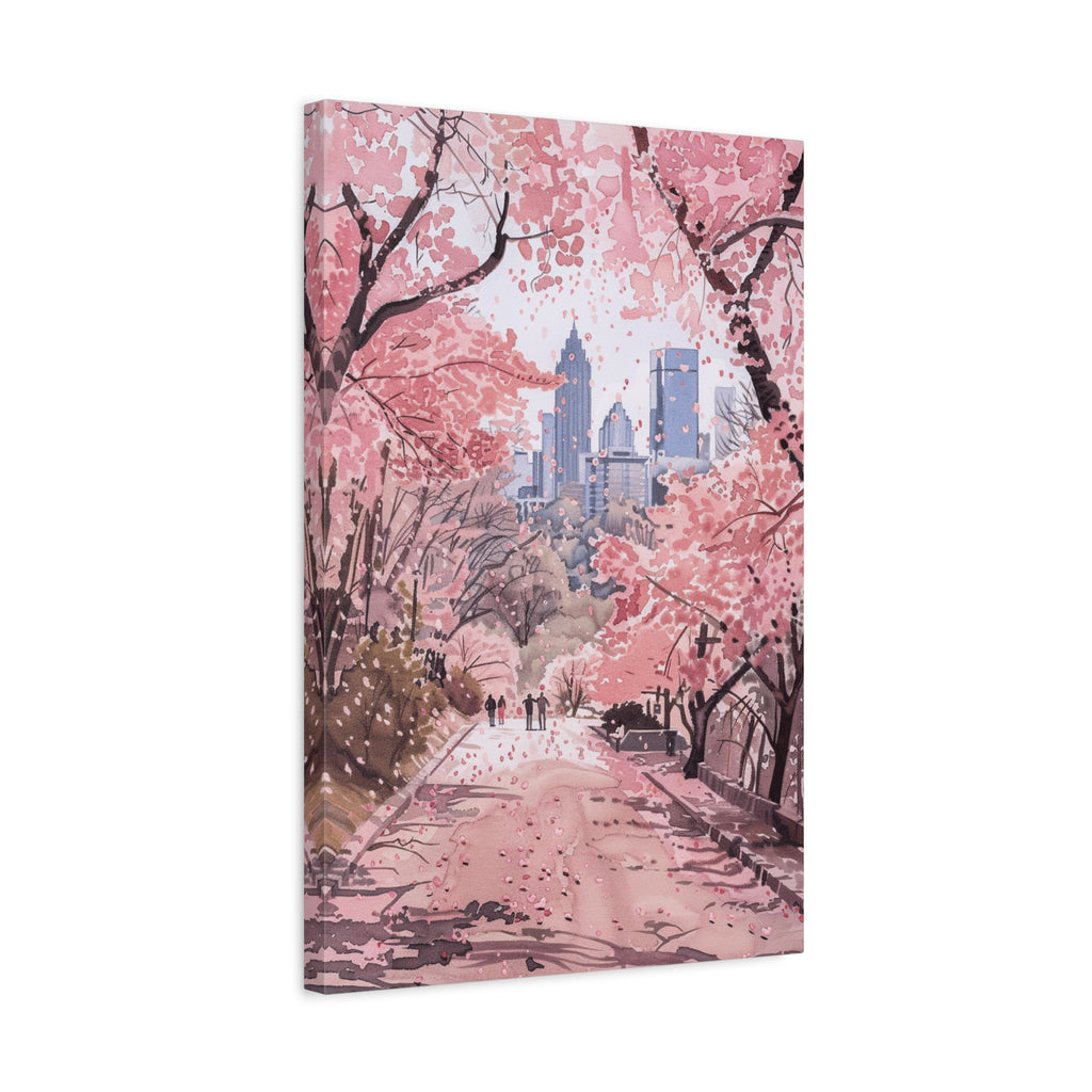 Atlanta Piedmont Park - Georgia - Cherry Blossom Cityscape Canvas - Bank of America Plaza