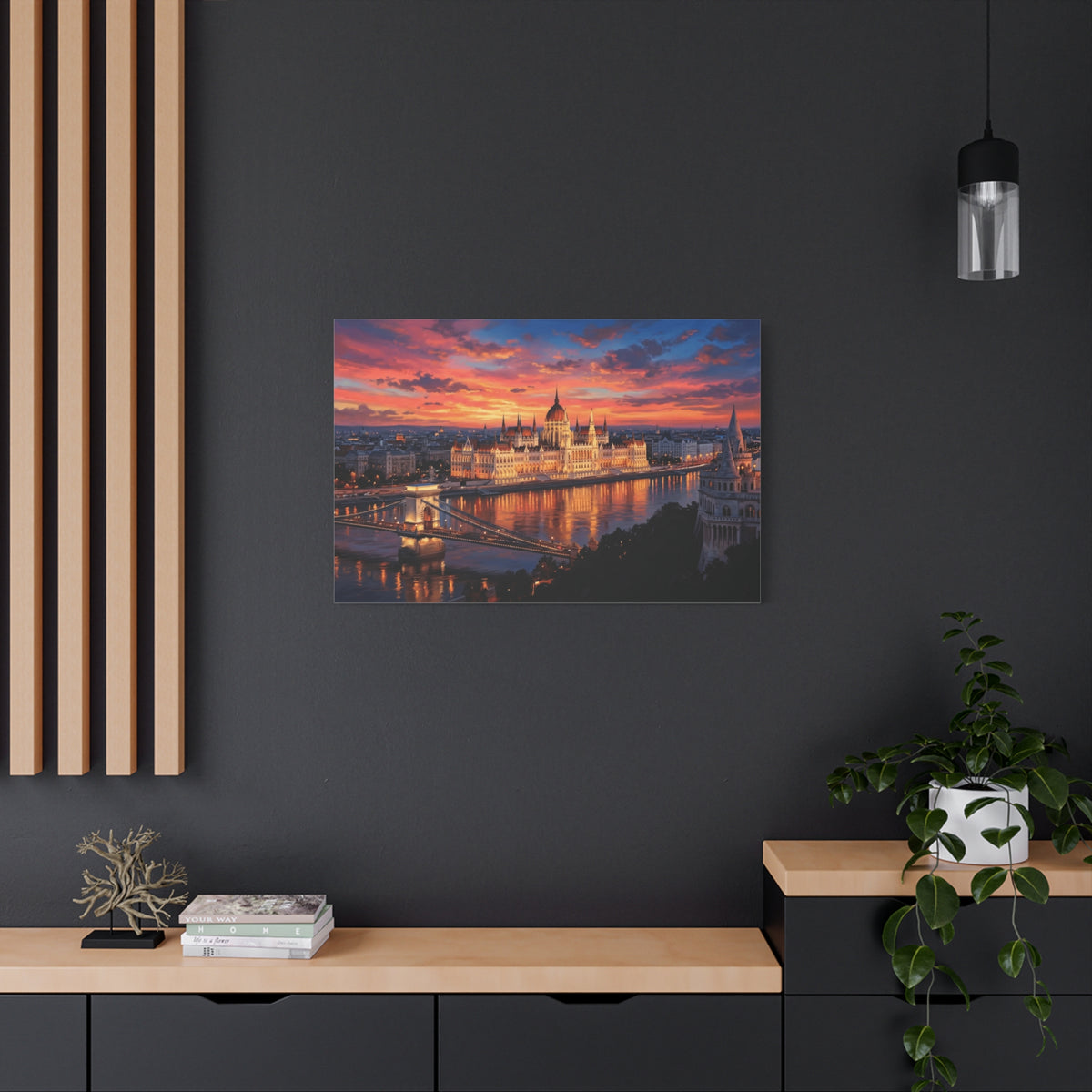 Budapest Parliament Sunset Canvas Wall Art