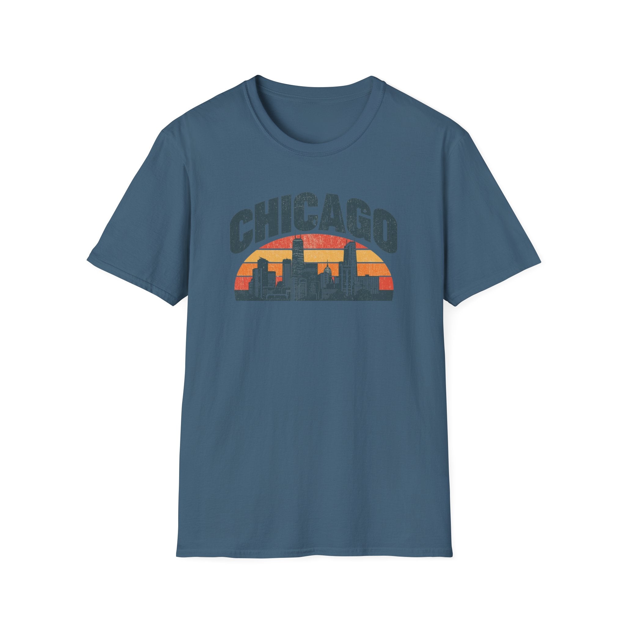 Chicago Skyline T-Shirt — Retro Sunset Cityscape Tee