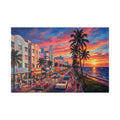 Miami Beach Sunset Canvas Print — Retro Ocean Drive Wall Art