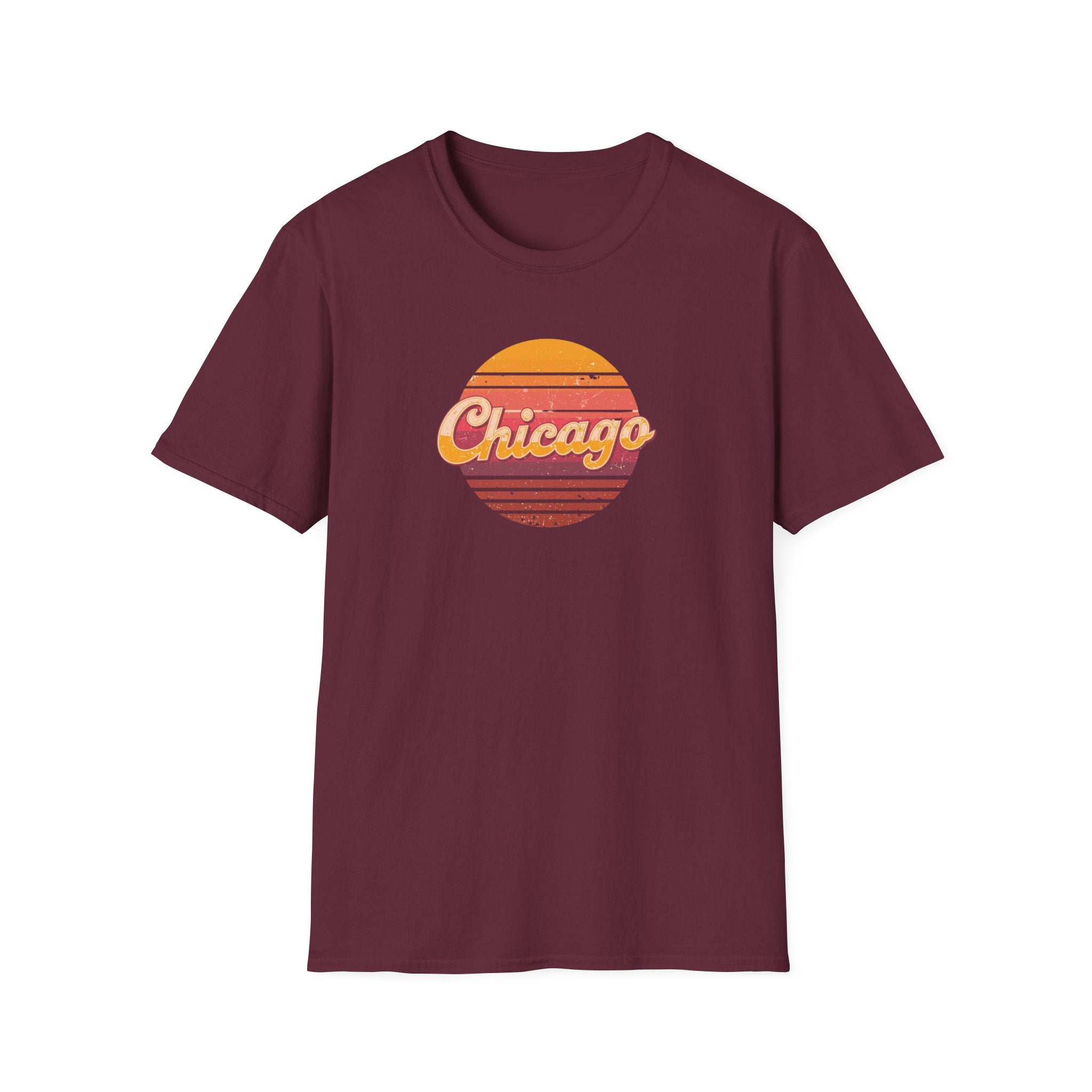 Chicago Retro Sunset T-Shirt | Vintage City Script Shirt