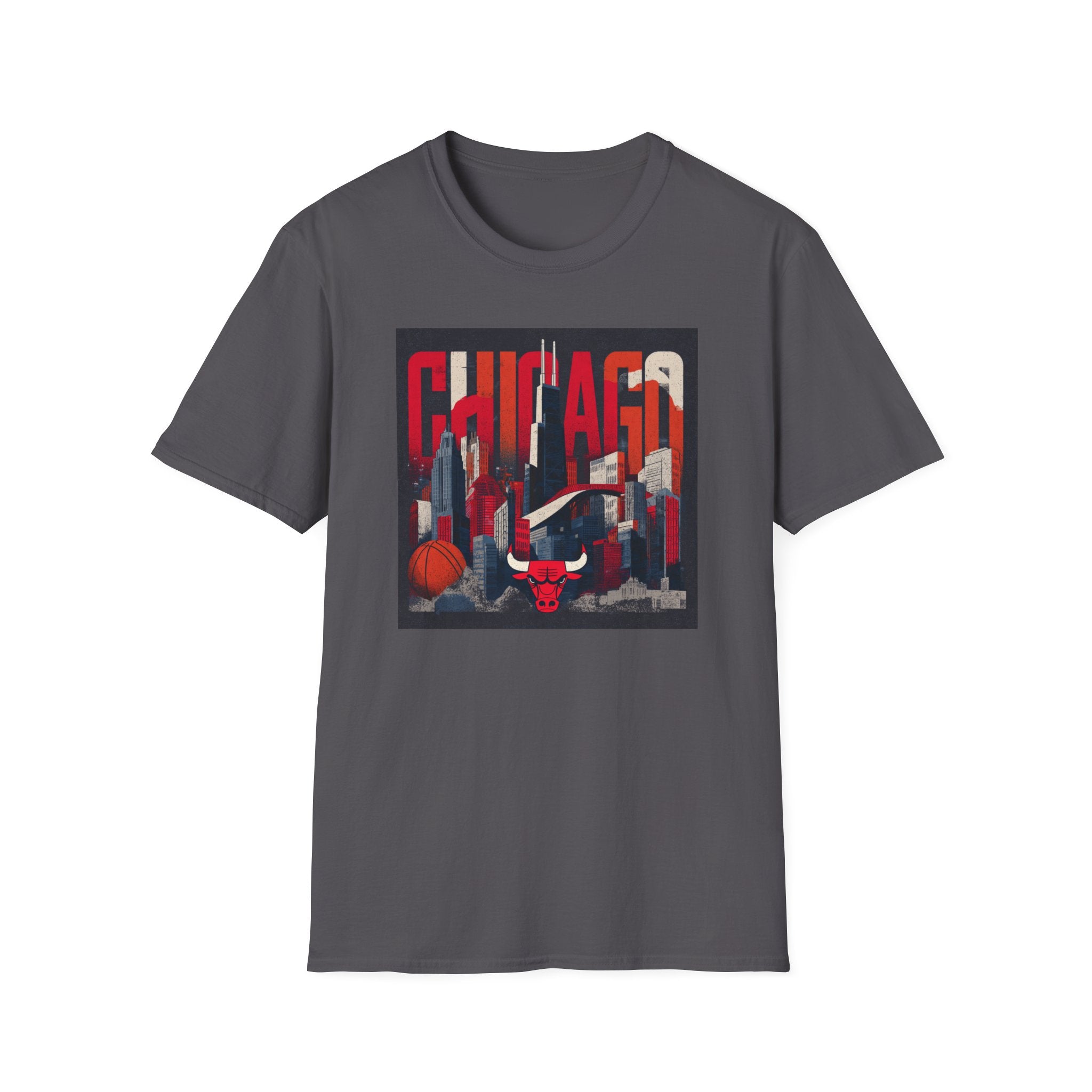 Chicago Bulls Cityscape T-Shirt | Basketball skyline, team logo