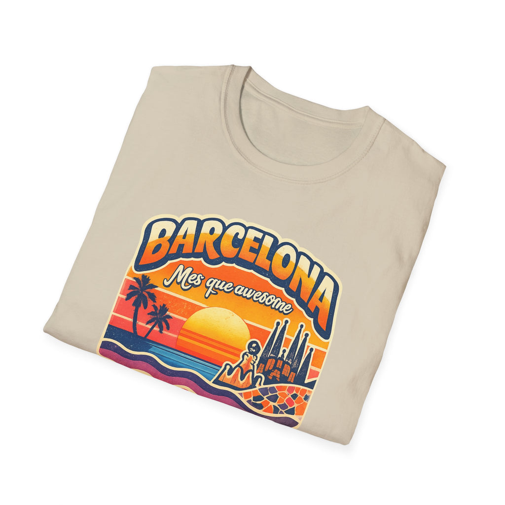 Barcelona Sunset Graphic T-Shirt — "Barcelona Más que un sueño" Vintage Beach Tee