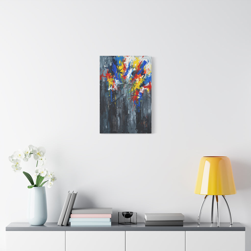Abstract Cityscape Canvas Print showing Berlin hisotry — Colorful Modern Stretched Wall Art