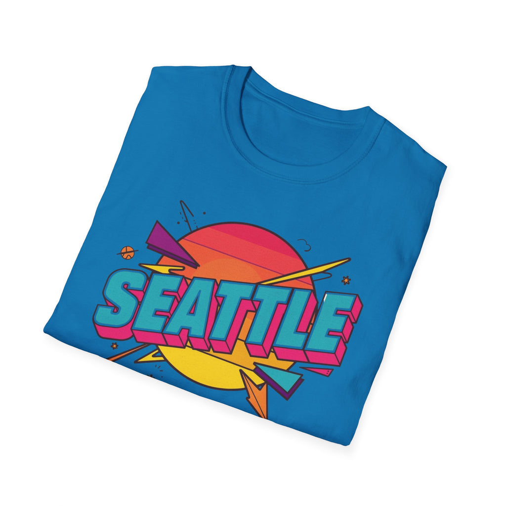 Seattle Retro Sunset T-Shirt — Vintage 80s City Graphic Tee
