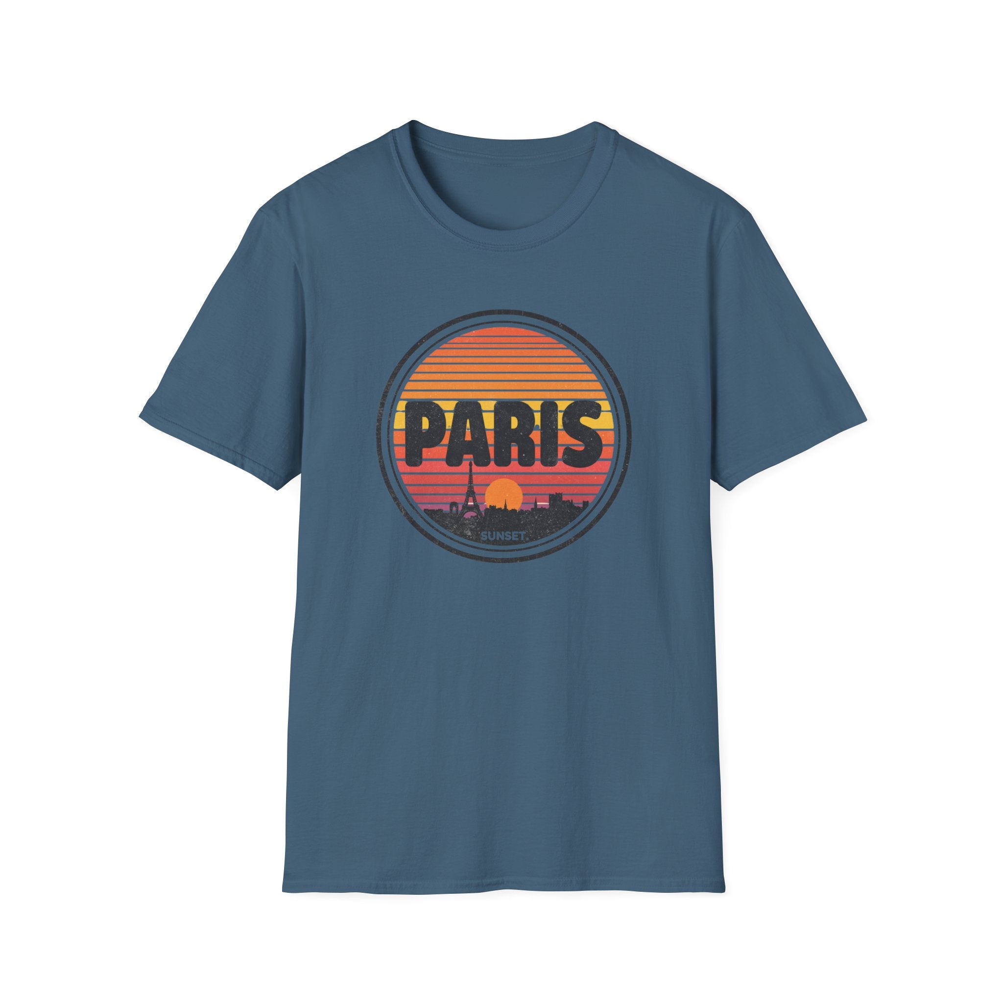 Paris Sunset T-Shirt — Retro Eiffel Tower Travel Tee