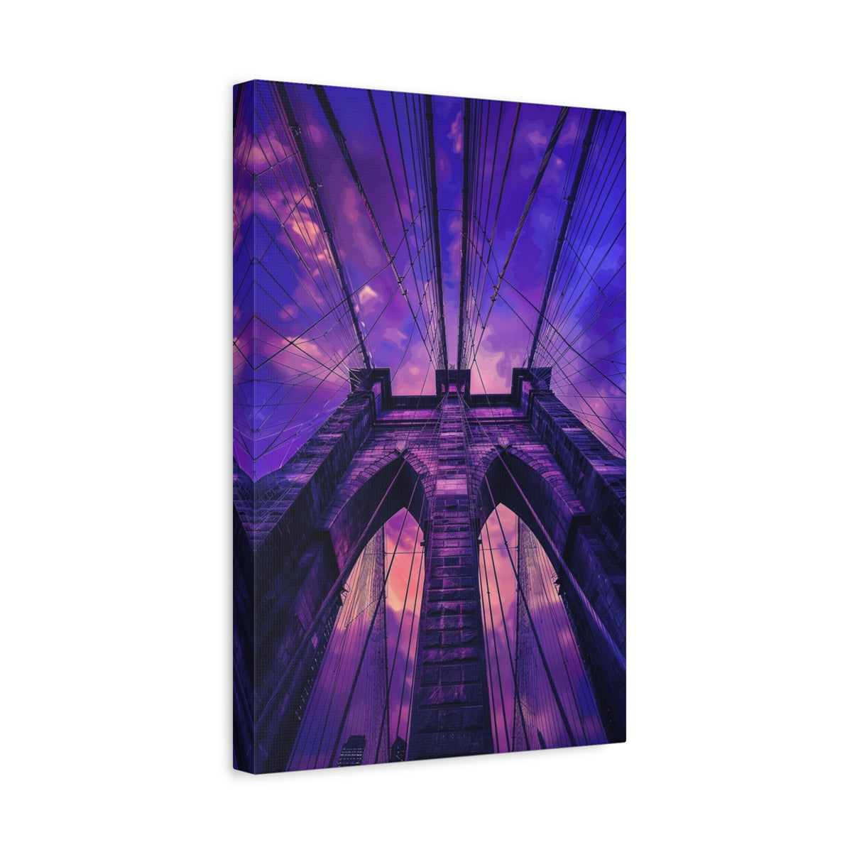 Brooklyn Bridge Sunset Canvas — Purple Sky Stretched Wall Art