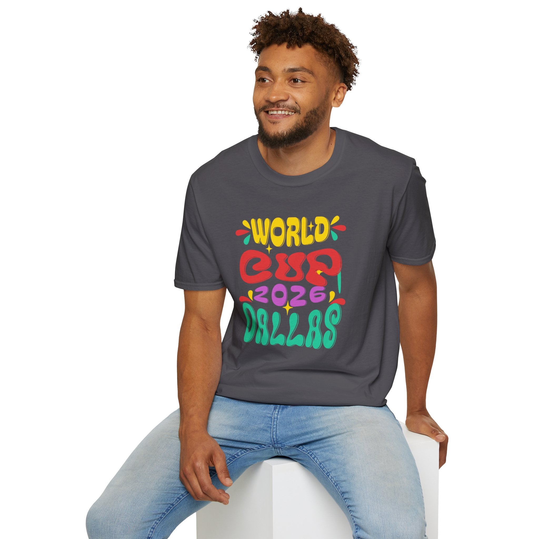 World Cup 2026 Dallas T-Shirt — Colorful Retro Soccer Fan Tee