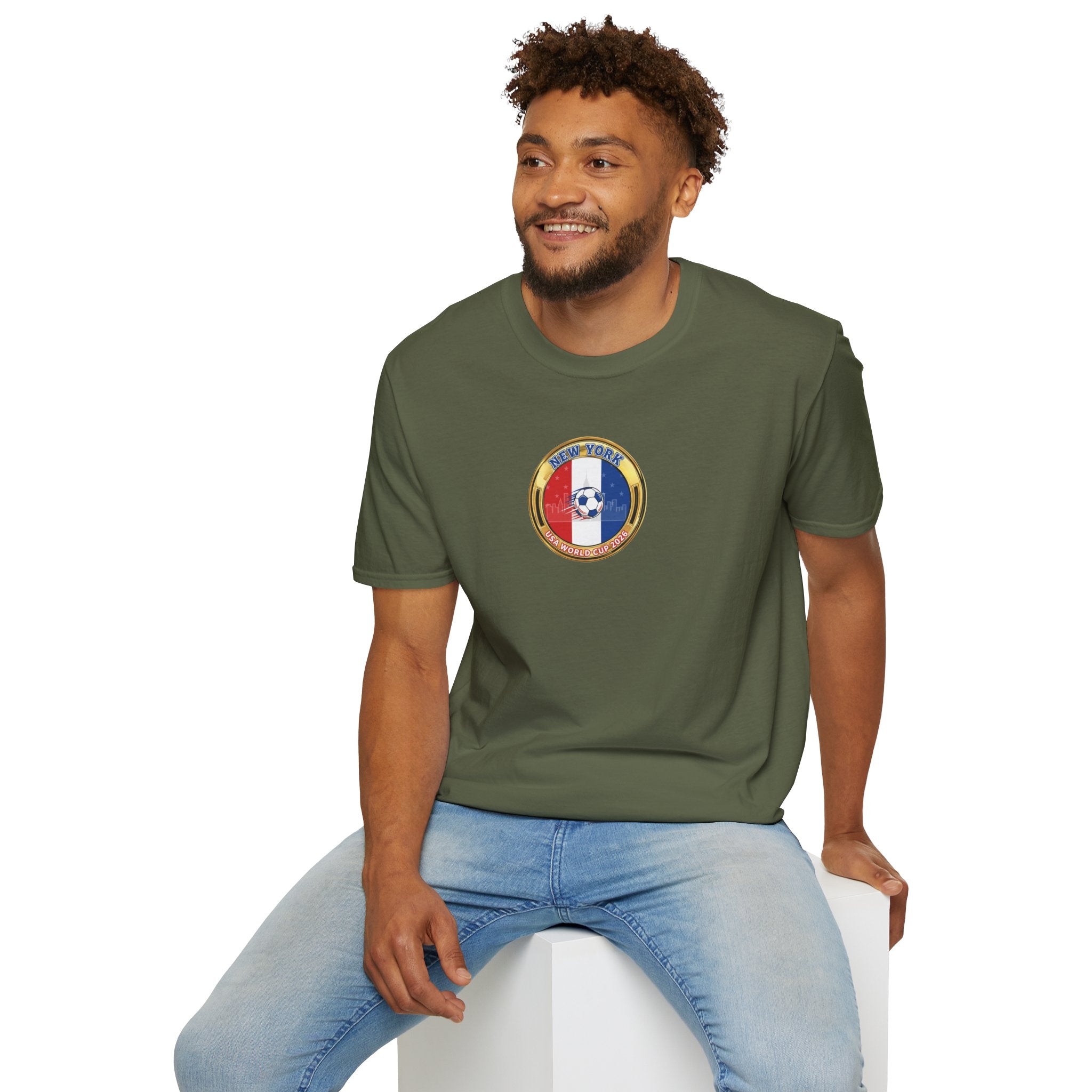 New York Host City World Cup 2026 Soccer Crest T-Shirt — Flag Emblem Football Tee