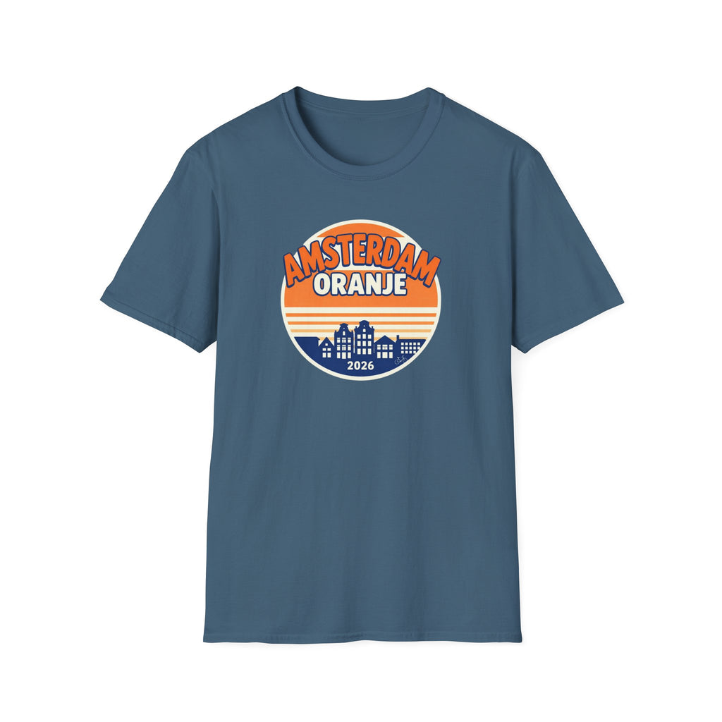 Amsterdam Oranje Vintage Skyline T-Shirt — 2026 Dutch Pride Tee