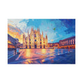 Milan Cathedral Canvas Wall Art — Colorful Duomo Stretched Canvas Print
