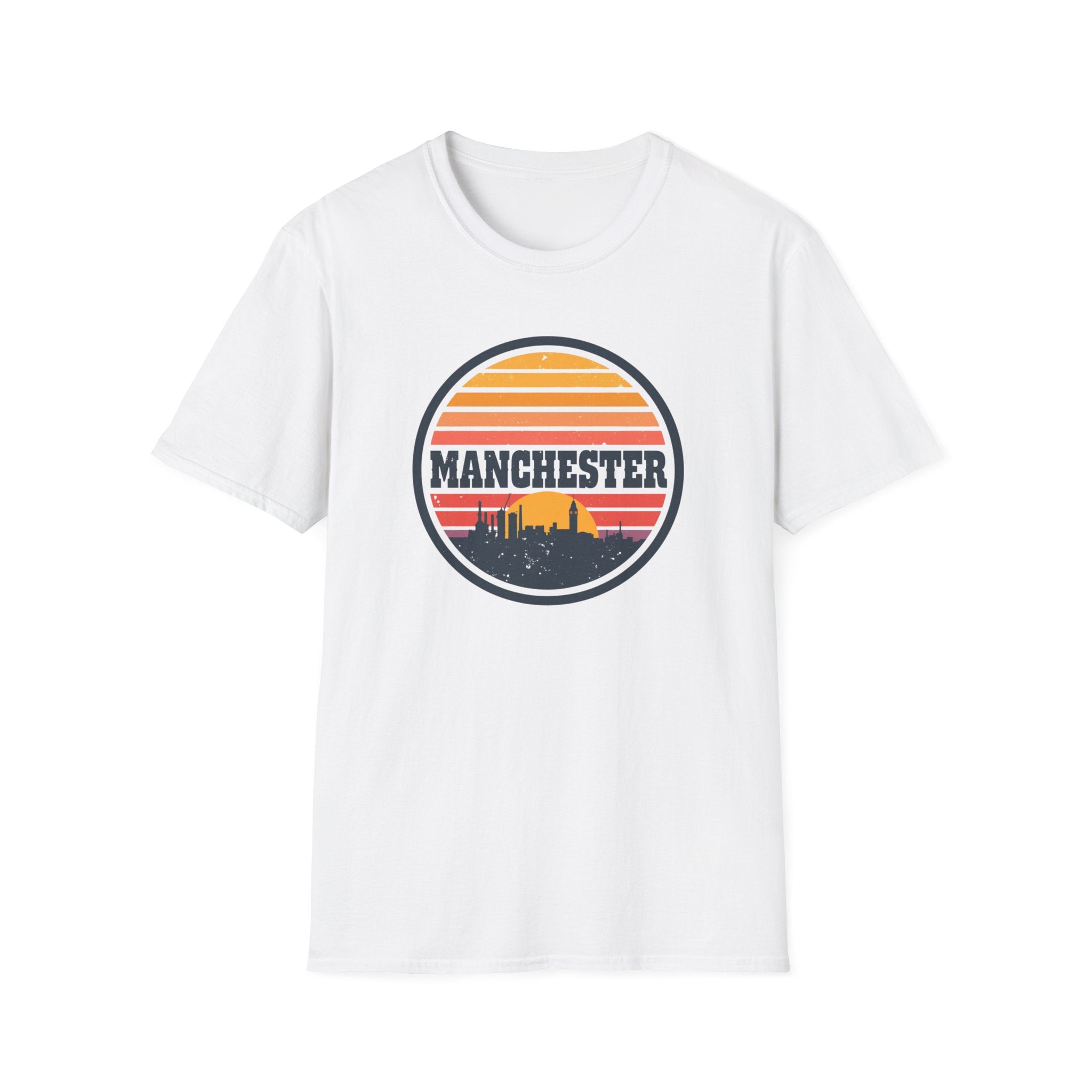 Manchester Skyline T‑Shirt — Retro Sunset City Tee