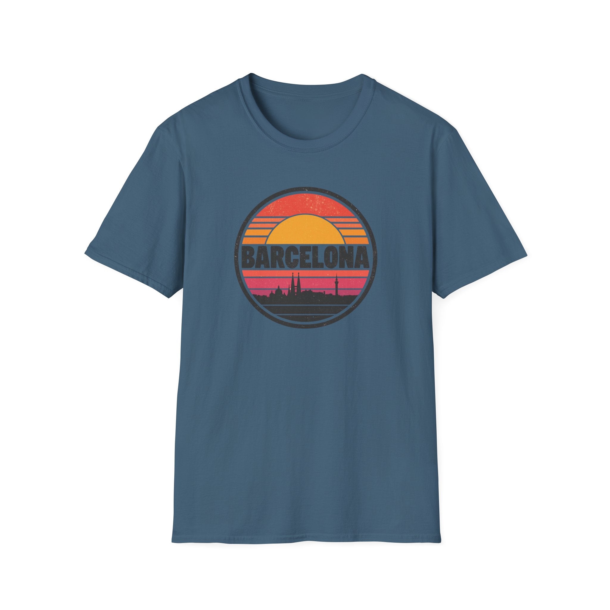 Barcelona Sunset T-Shirt — Retro Skyline Graphic Tee