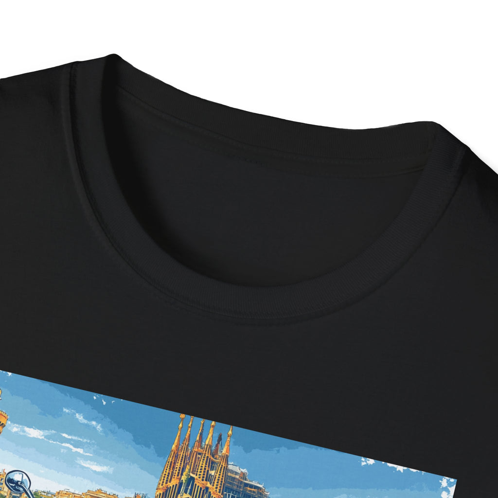 Barcelona Vintage Scooter T-Shirt | City Skyline Travel Souvenir